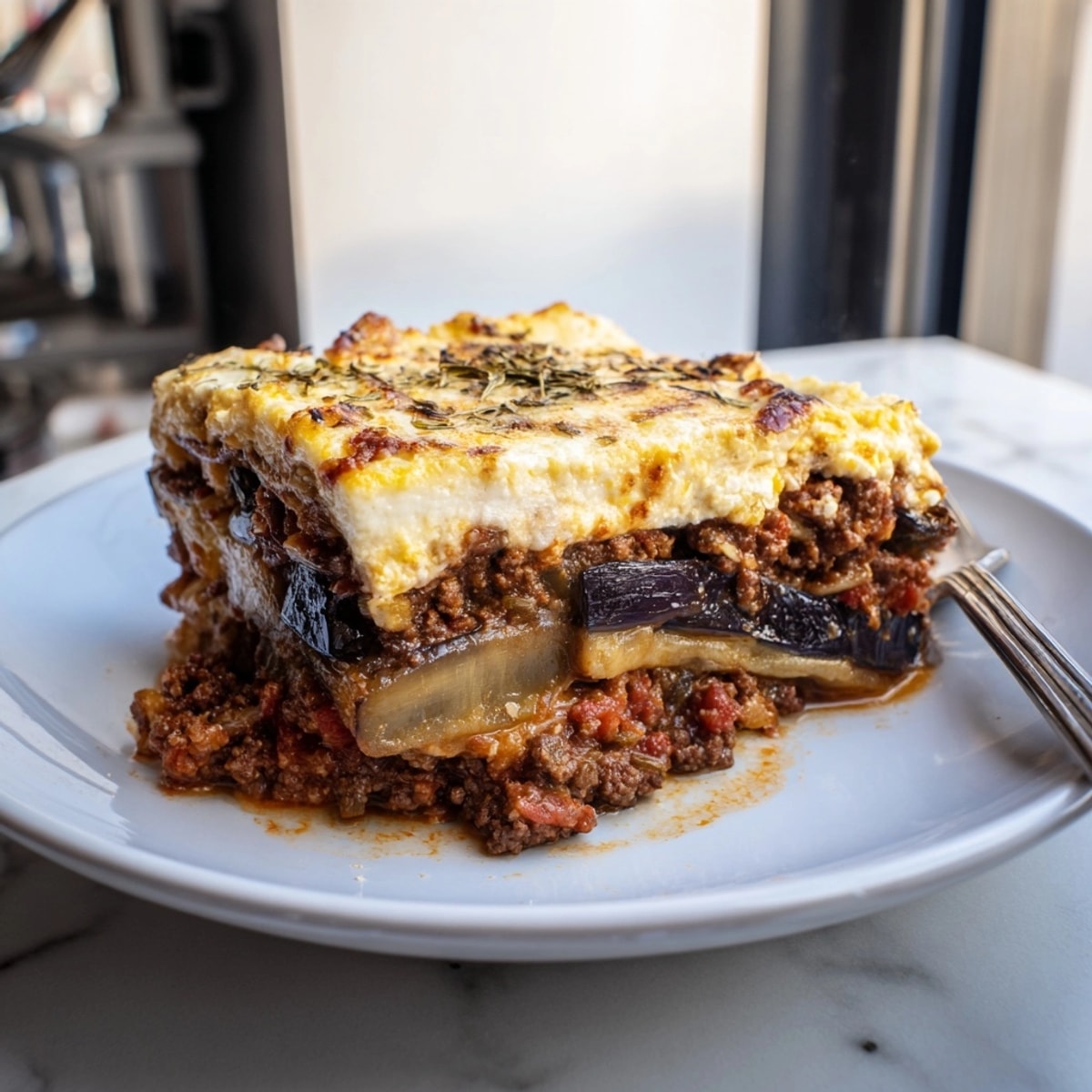 Golden-brown, bubbly Moussaka with Beef & Eggplant, a comforting casserole perfect for dinner.