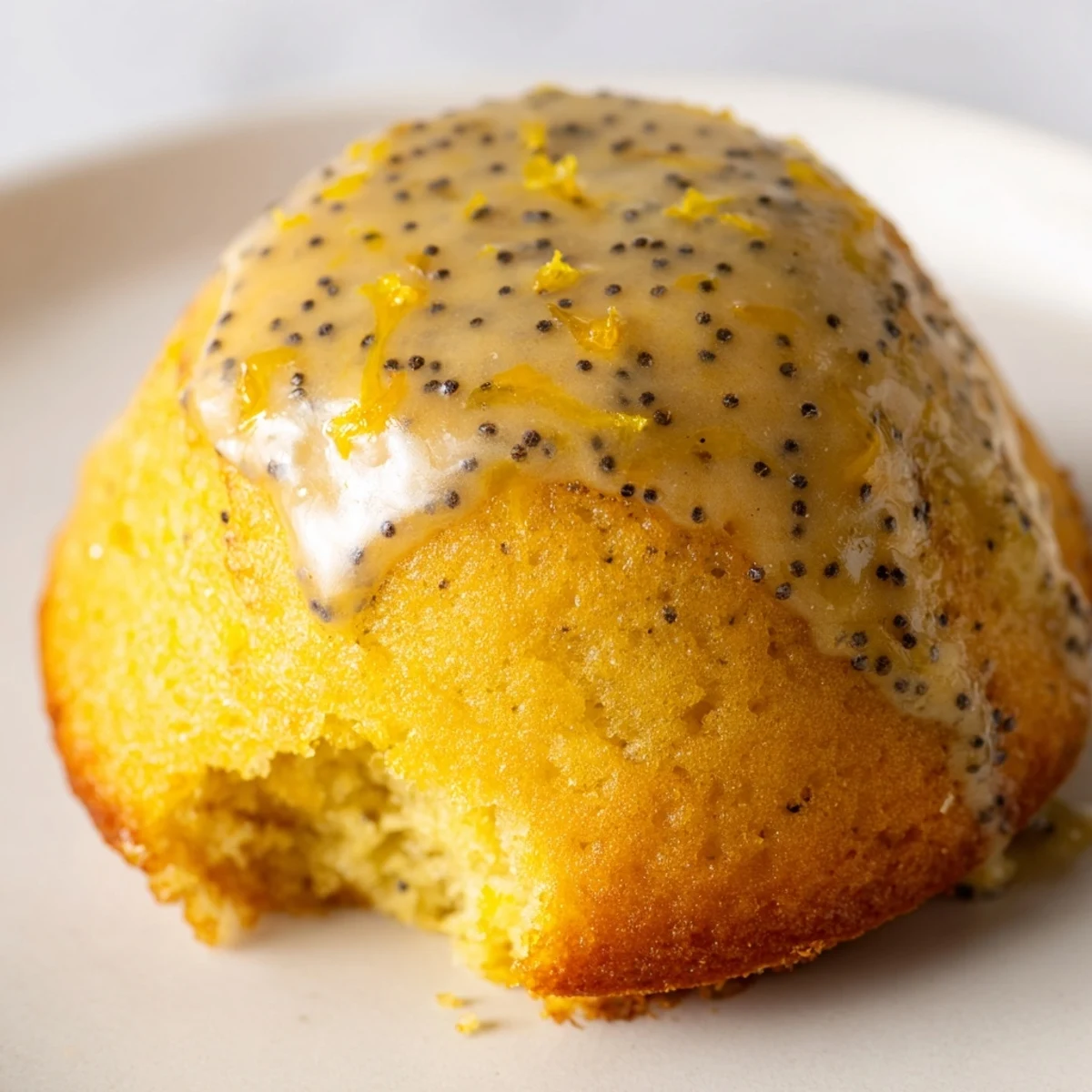 Golden-brown lemon poppy seed muffins, smelling of citrus, fresh from the oven, ready to enjoy.