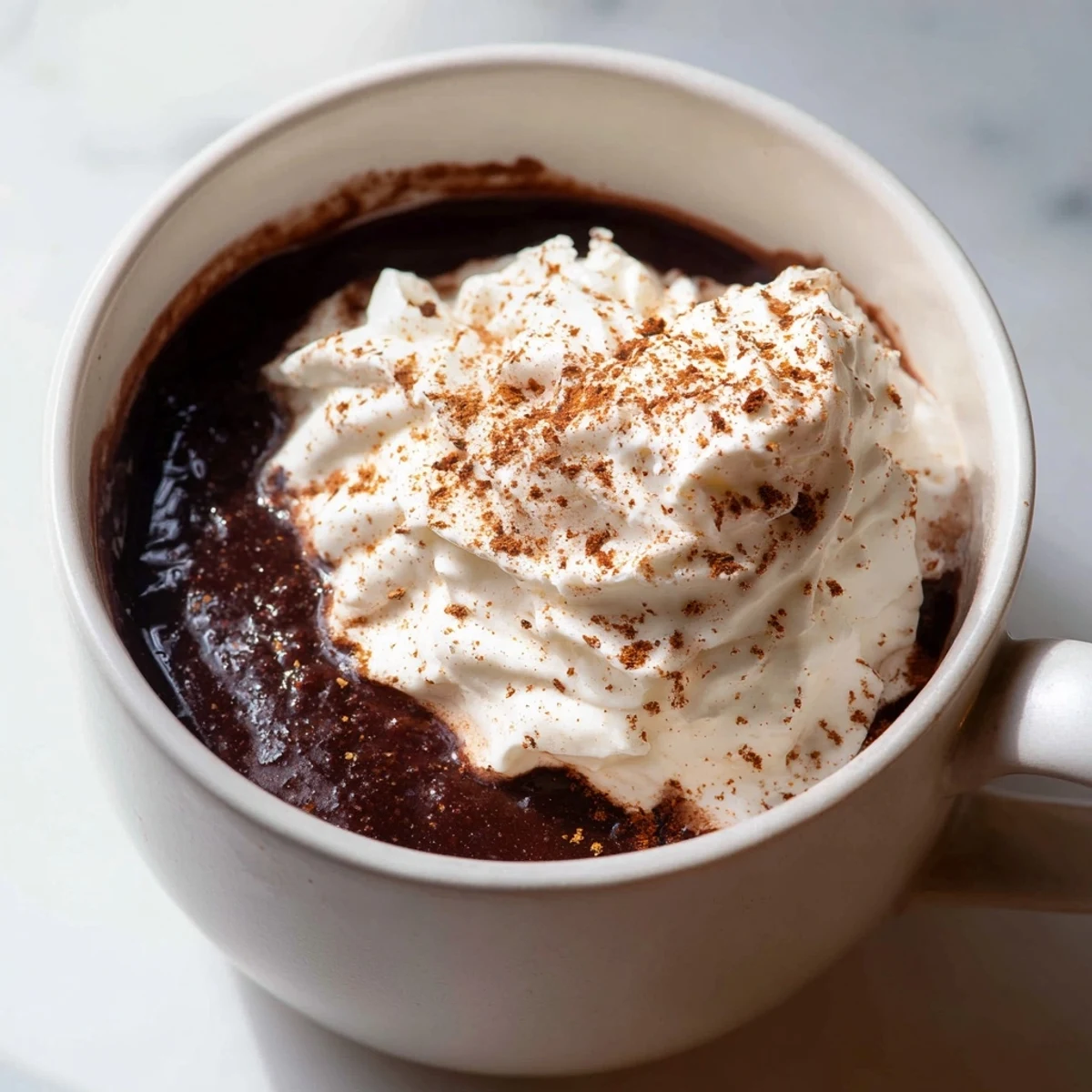 A close-up of a mug filled with rich Spiced Hot Chocolate, garnished for extra flavor appeal.