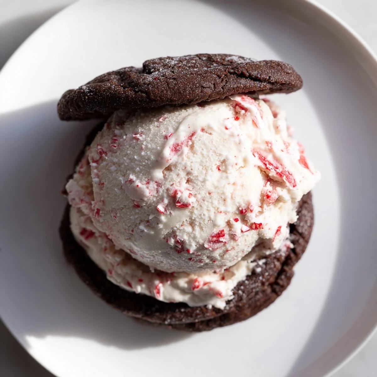 A stack of refreshing peppermint ice cream sandwiches, a perfect, homemade frozen dessert treat.