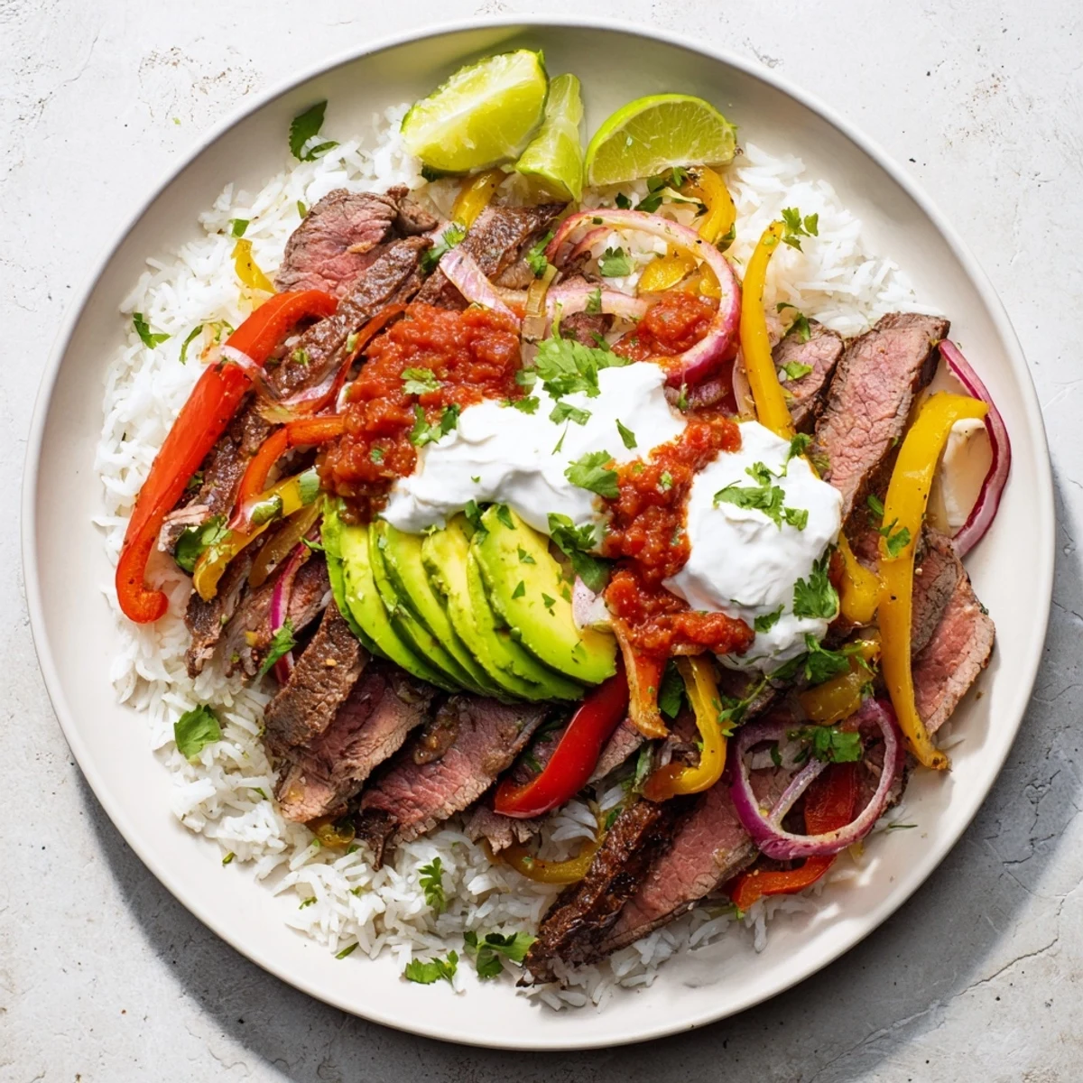 Imagine a hearty Beef Fajita Bowl, a symphony of flavors with tender beef and fresh toppings.