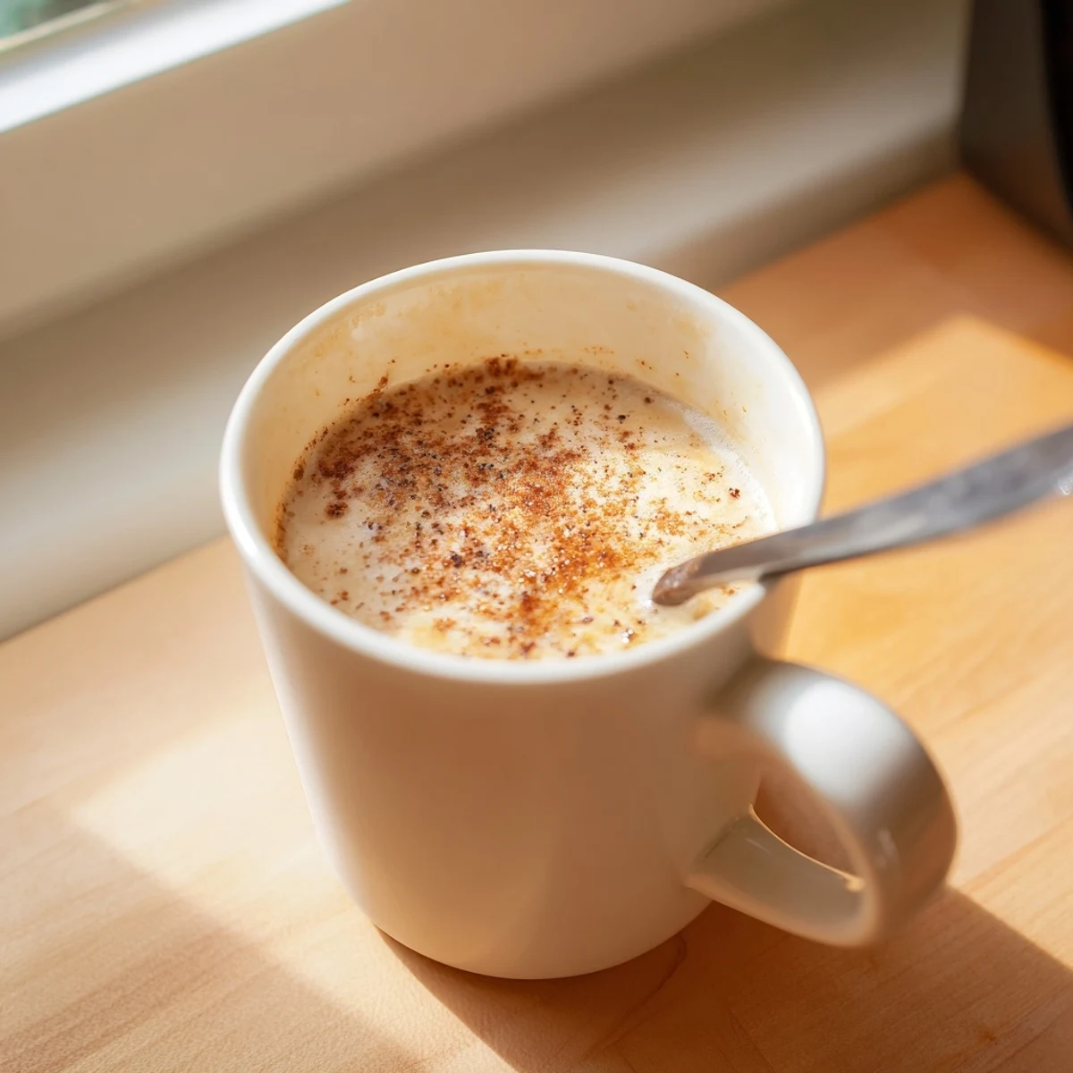 Steaming spiced tea latte with a warm cinnamon aroma and creamy milk, ready to sip.