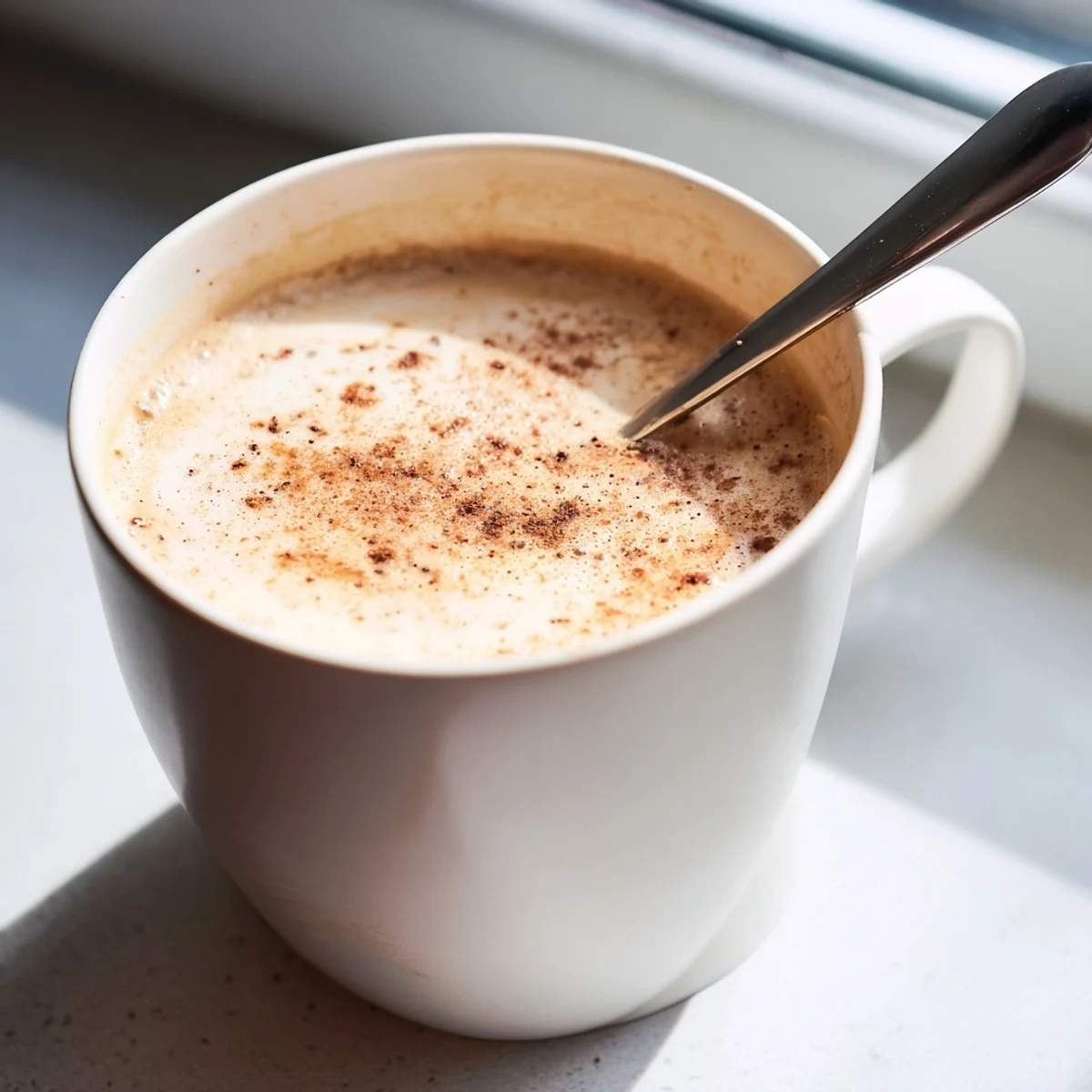 Enjoy a velvety spiced tea latte, a delightful warm beverage with fragrant spices and honey.