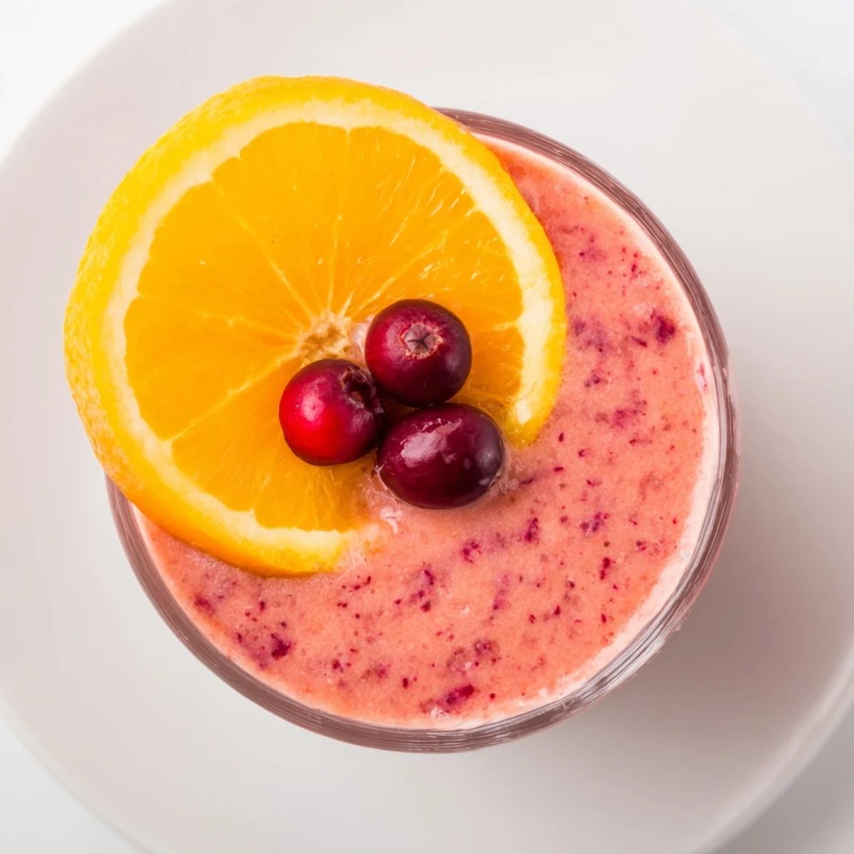 A thick and vibrant Cranberry Orange Smoothie is displayed, ready to taste fresh and zesty.