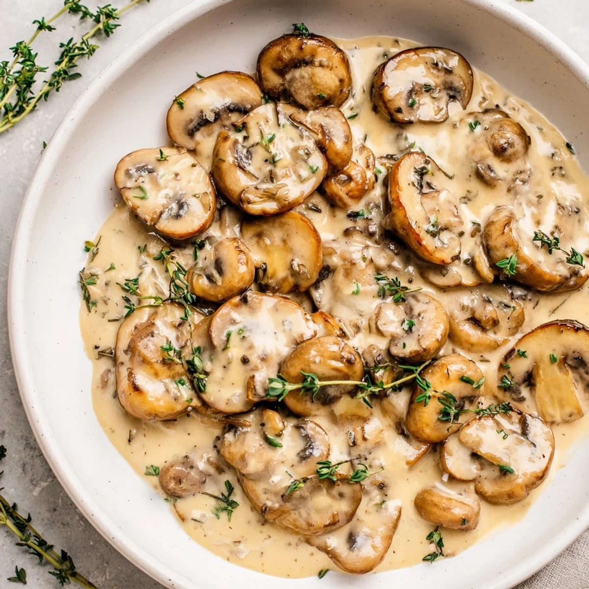 Creamy Garlic Mushroom Sauce, rich and luscious, perfect for drizzling over pasta or grilled chicken.
