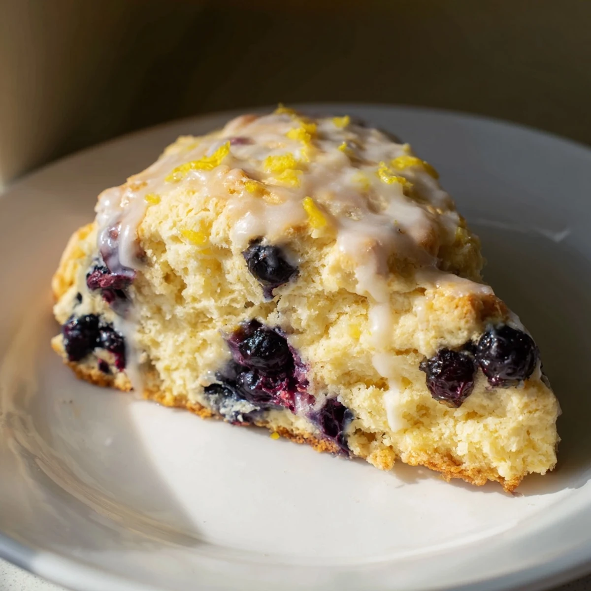 Golden brown Lemon Blueberry Scones, pictured fresh from the oven, offering a delightful breakfast.