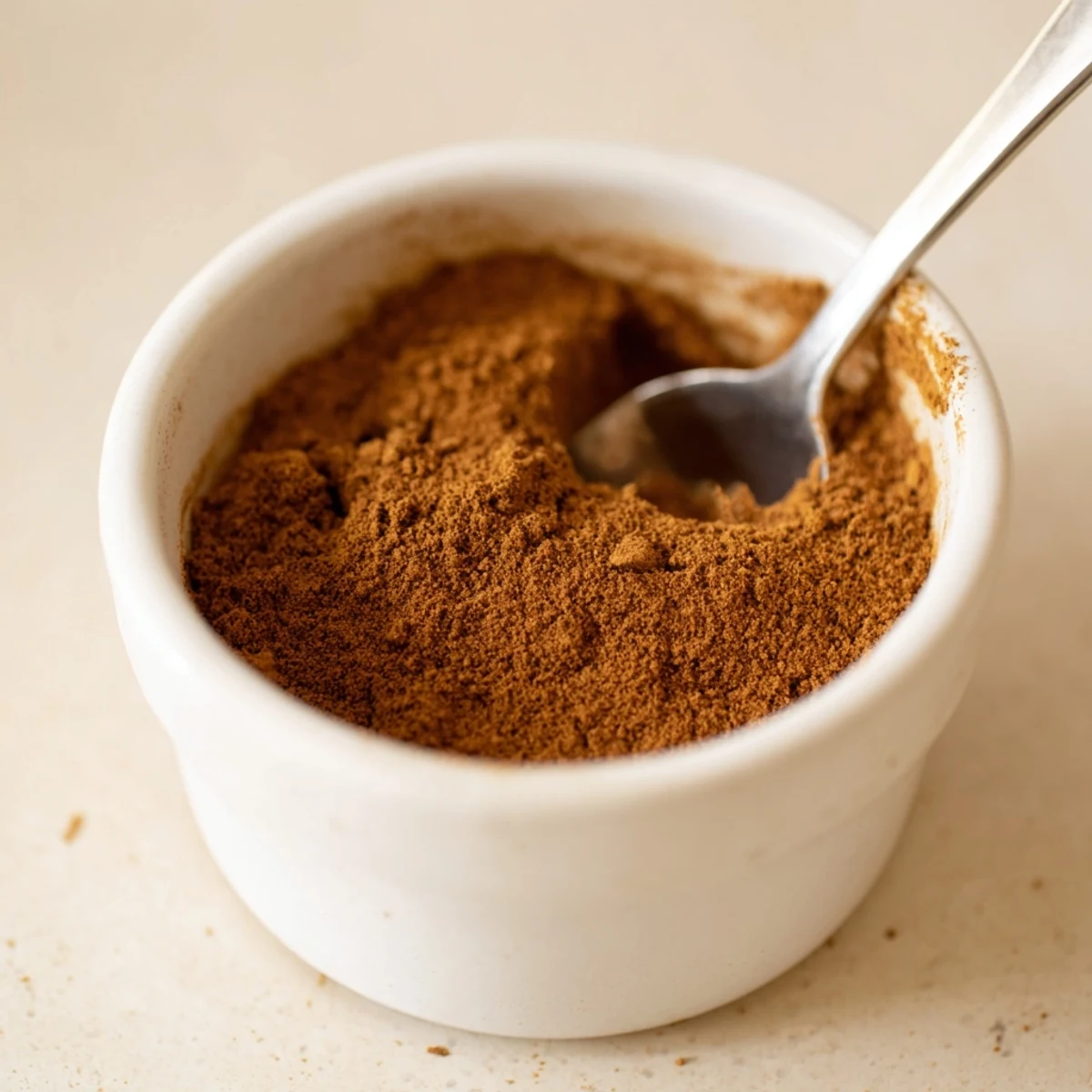 A closeup shot of the aromatic Gingerbread Spice Blend ready to be used in baked goods.