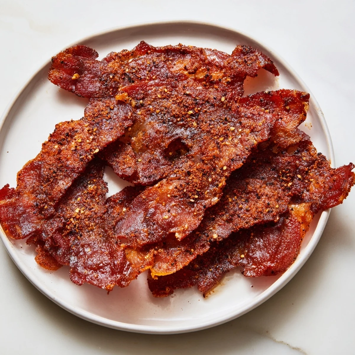 Crispy, golden-brown beef bacon sizzling in a skillet, ready for a hearty breakfast.