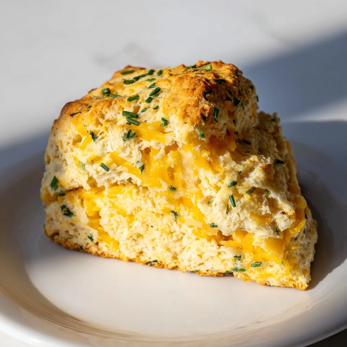 A close-up of fluffy savory scones, packed with cheese and herbs, perfect for brunch or tea.
