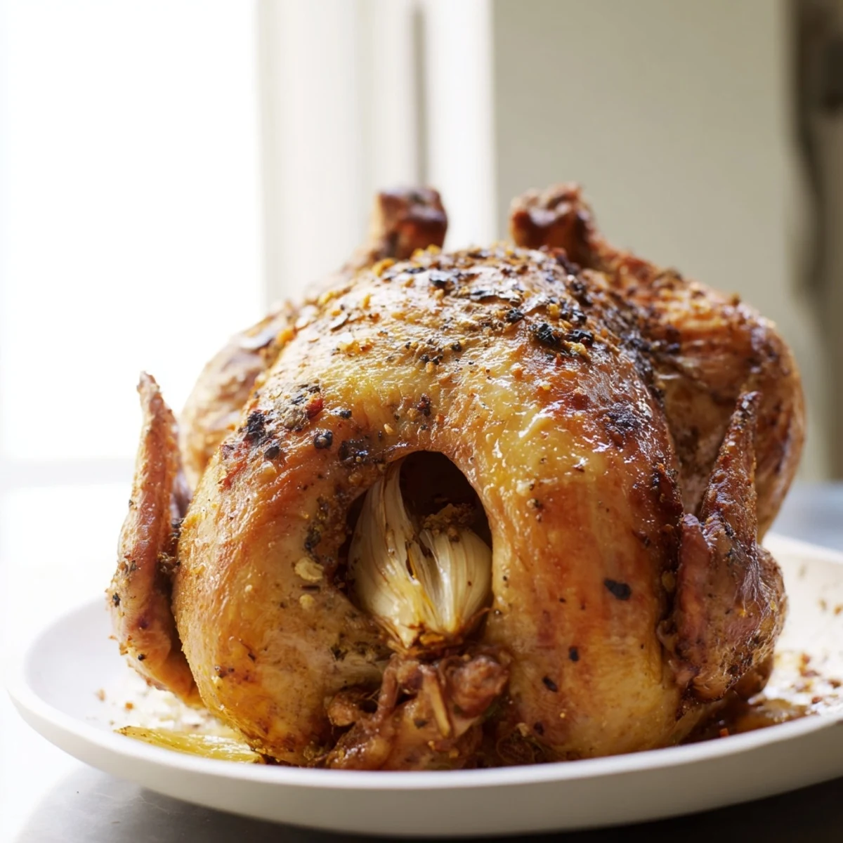 A perfectly roasted Salt-Spiced Roast Chicken, juicy and tender, ready for a comforting family dinner.
