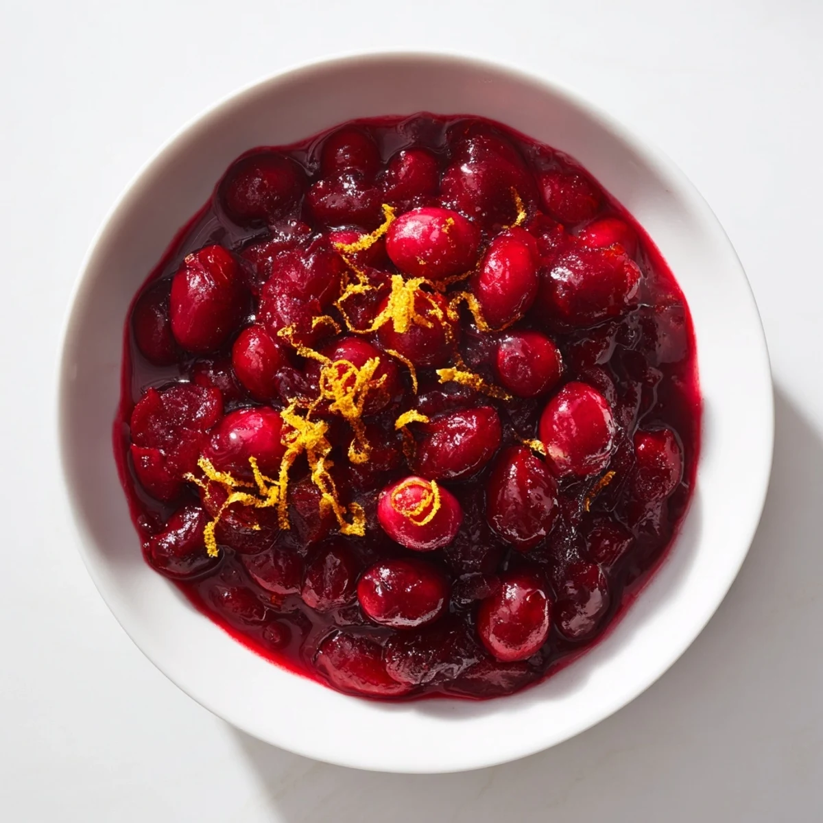 Freshly made Cranberry Sauce with Orange Zest, a bright, ruby-red, homemade sauce to enjoy.