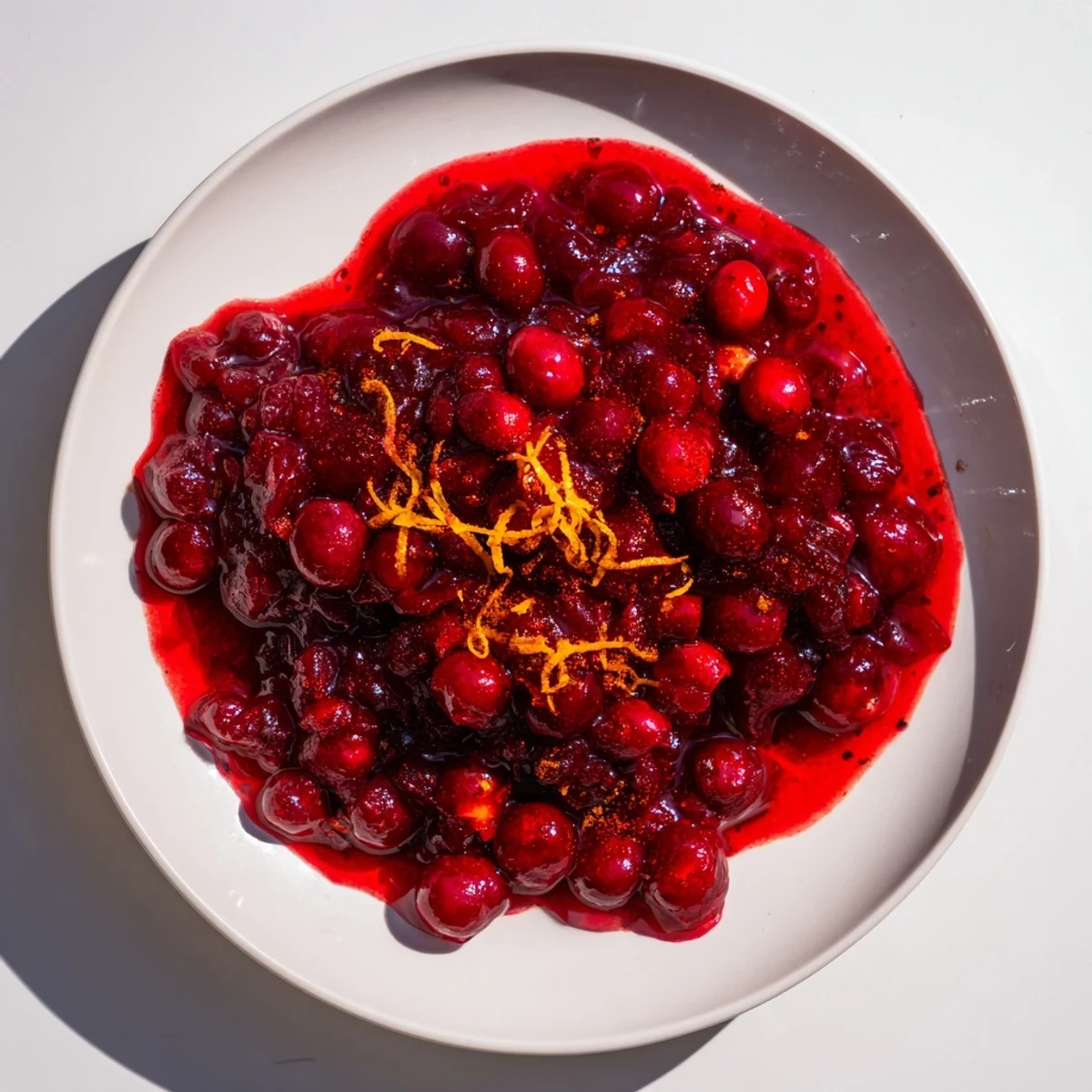 Close-up of bubbling Cranberry Sauce with Orange Zest, showing tart cranberries bursting in the pan.