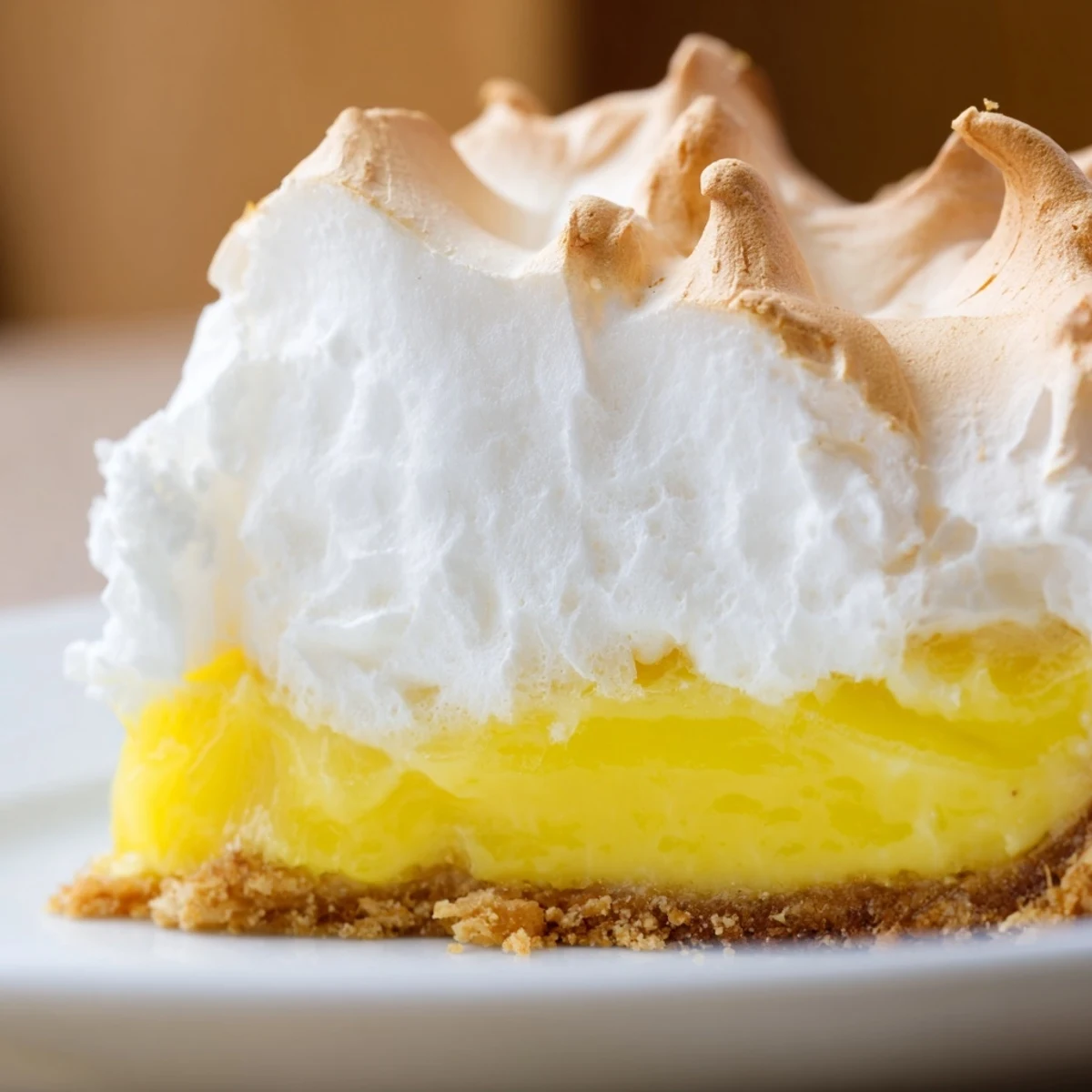 Lemon Meringue Pie slice with a dollop of whipped cream, ready to be enjoyed as a sweet and tangy dessert.