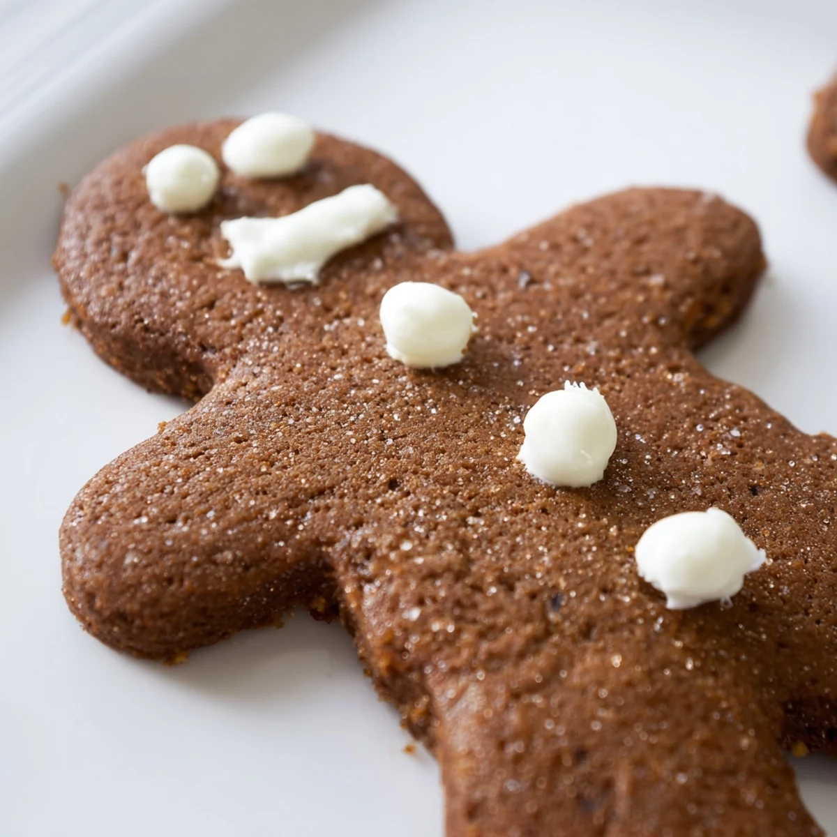 Rolled gingerbread cookie dough cut into holiday shapes before baking on parchment.