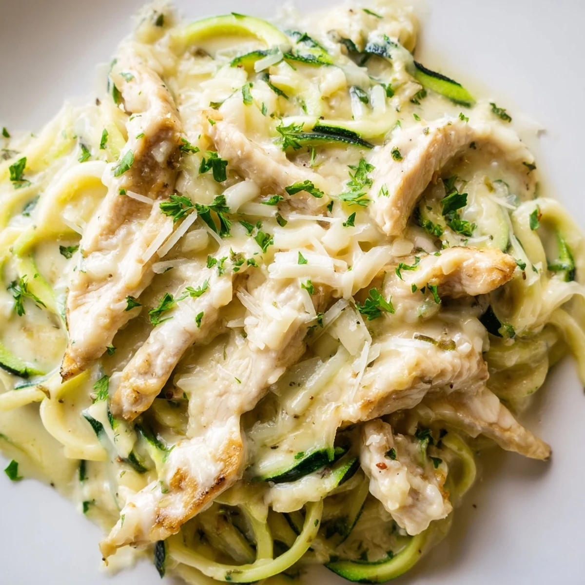 Chicken Alfredo Zucchini Noodles