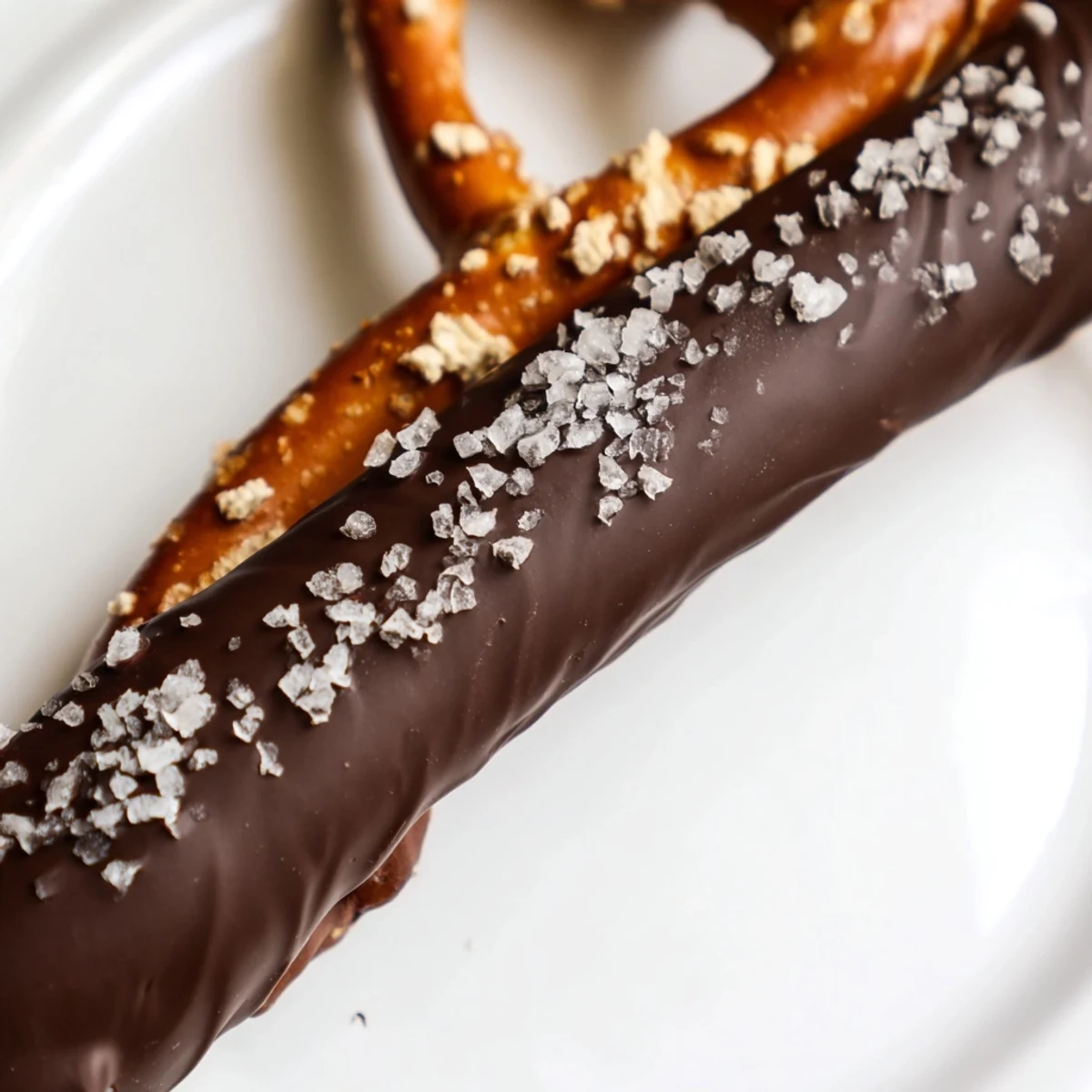 Sweet and salty homemade chocolate dipped pretzels with sea salt, resting on a baking sheet for easy snacktime enjoyment.