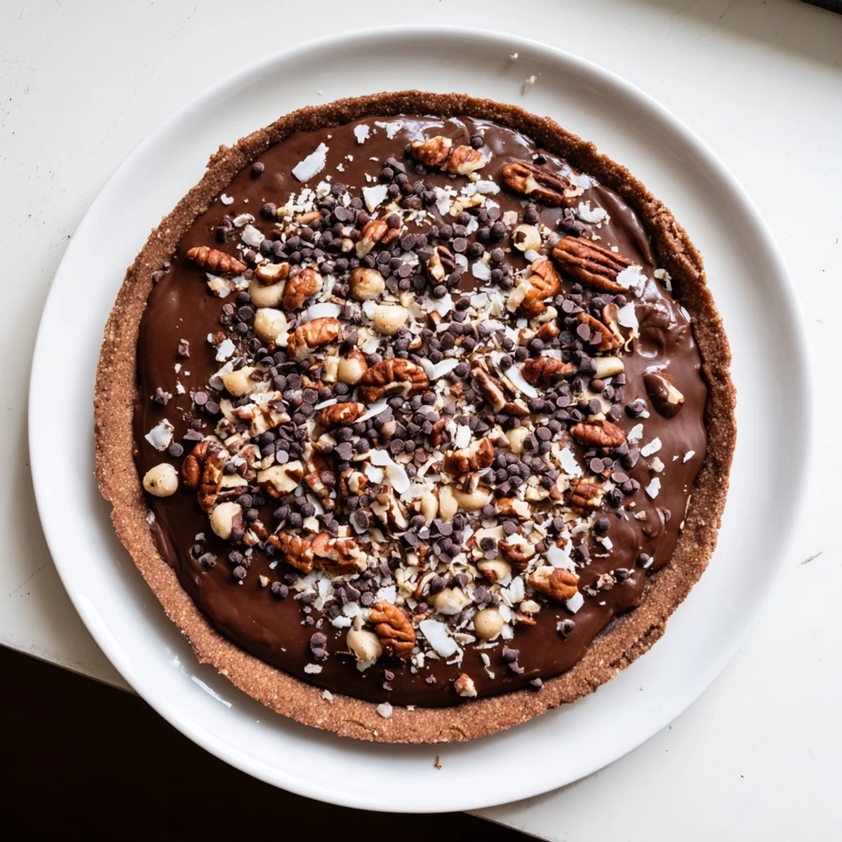 Freshly baked Chocolate Treat Bar Sweet on parchment, featuring a rich, gooey chocolate layer over a buttery, golden-brown crust.