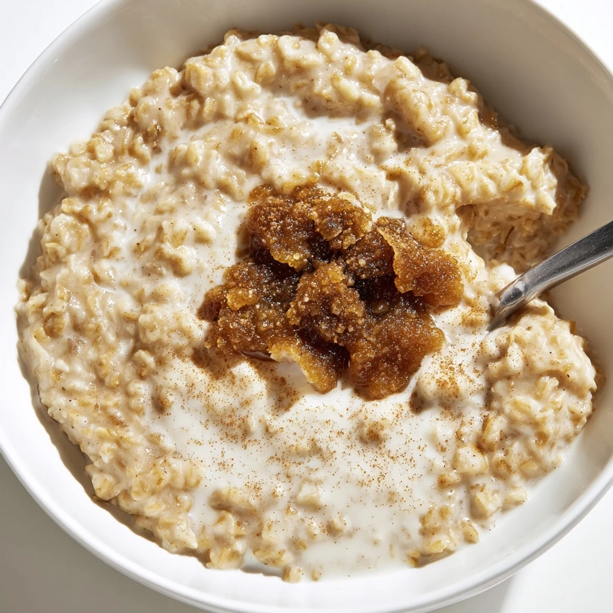 Steaming Irish Oatmeal with Brown Sugar and Cream in a rustic bowl.