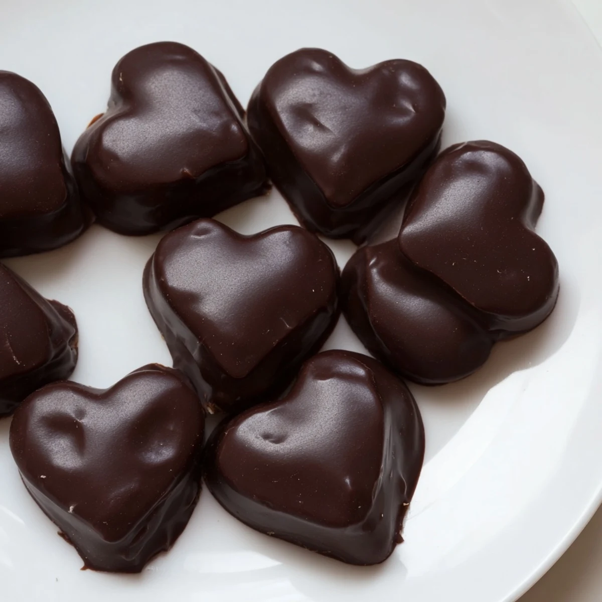 Chocolate Peanut Butter Hearts coated in smooth dark chocolate, arranged on a parchment-lined tray for a sweet homemade Valentine’s treat.