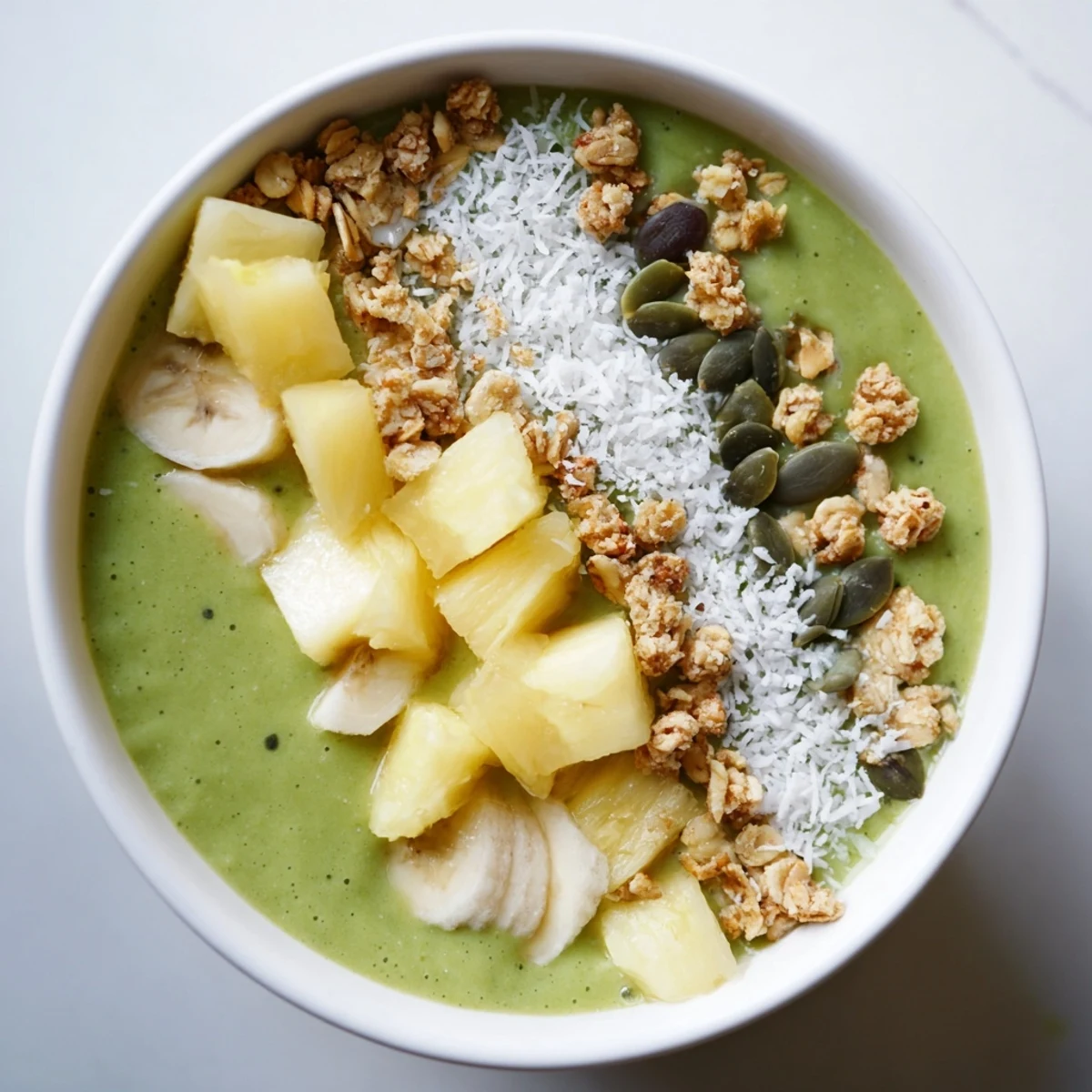 This Green Smoothie Bowl with Spinach and Pineapple offers a refreshing, nutrient-packed breakfast or snack in a beautiful bowl.  