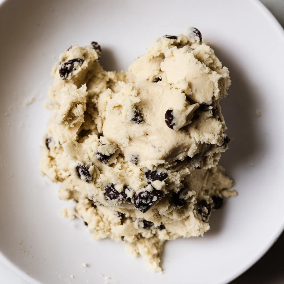 Close-up of Edible Keto Cookie Dough scooped into balls, showing its rich texture and almond flour base.
