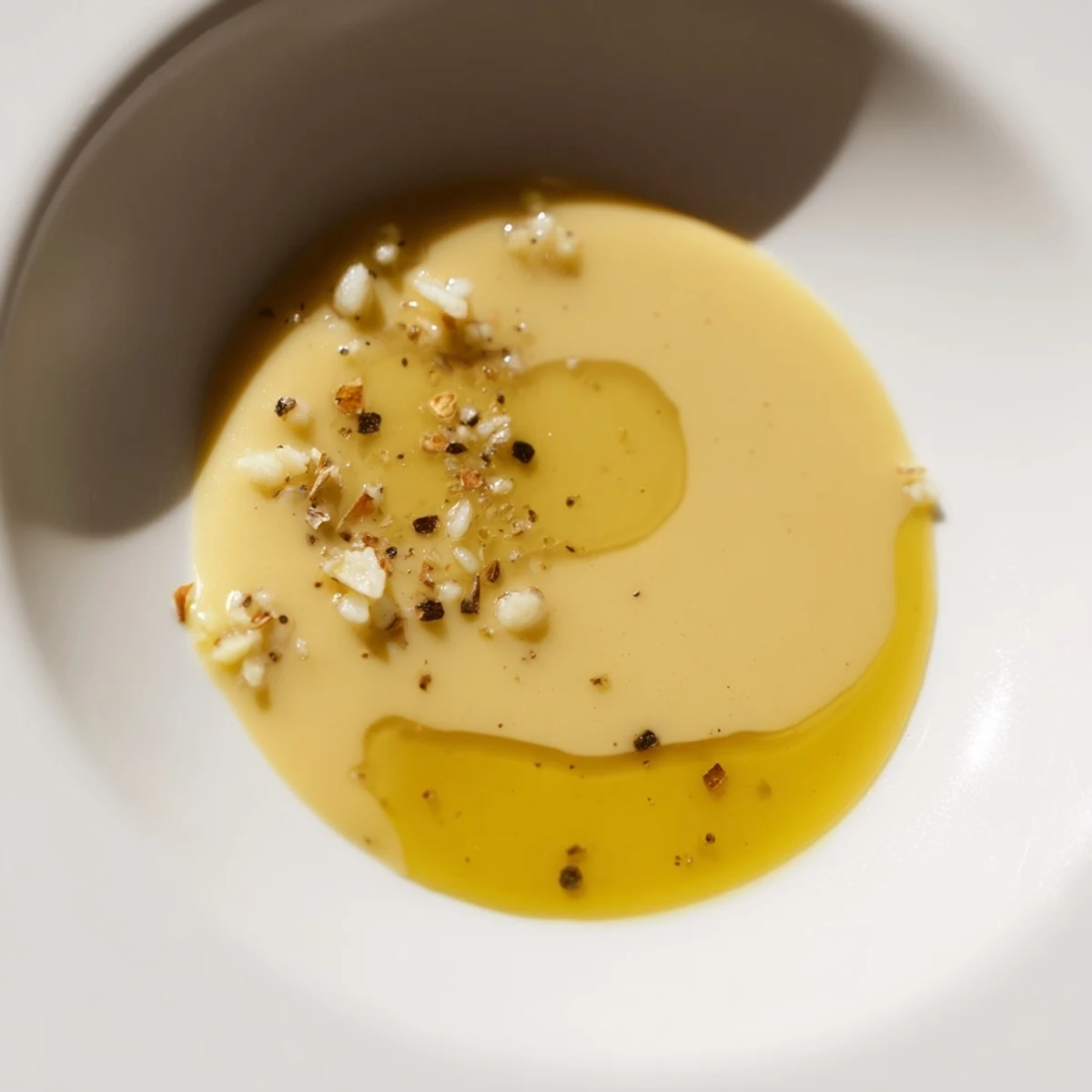 Bright and tangy Lemon Dijon Dressing in a clear glass jar, ready to pour over a vibrant grain bowl.