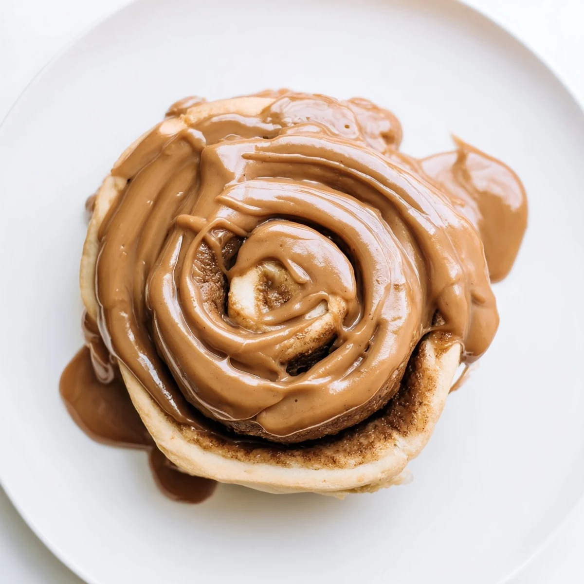 A close-up view of warm Soft and Gooey Biscoff Cinnamon Rolls reveals swirled cookie spread filling and a dusting of powdered sugar.
