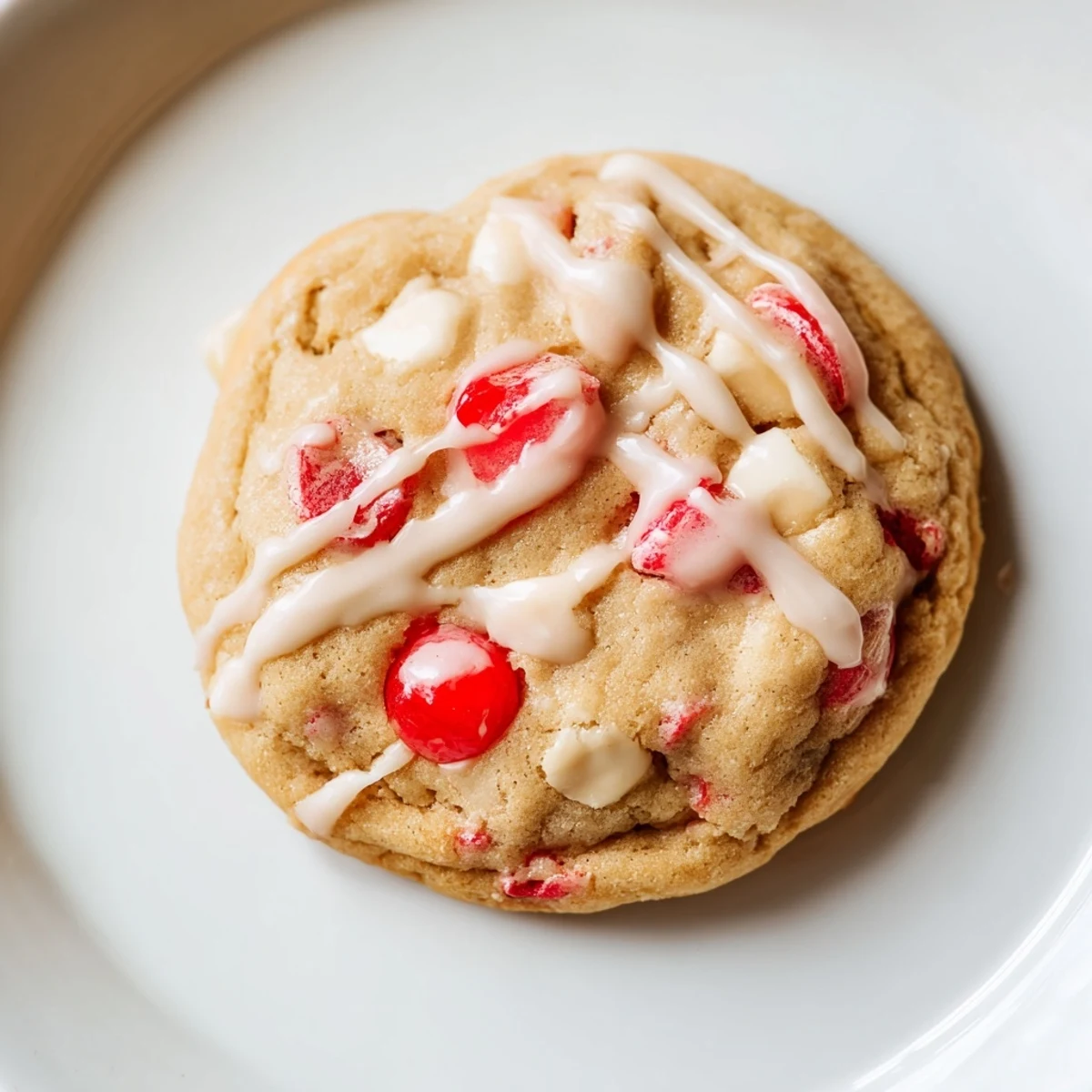 A baking sheet filled with Irresistible Maraschino Cherry Cookies, showing chewy centers and sparkling glaze, ready for a U.S. dessert table.