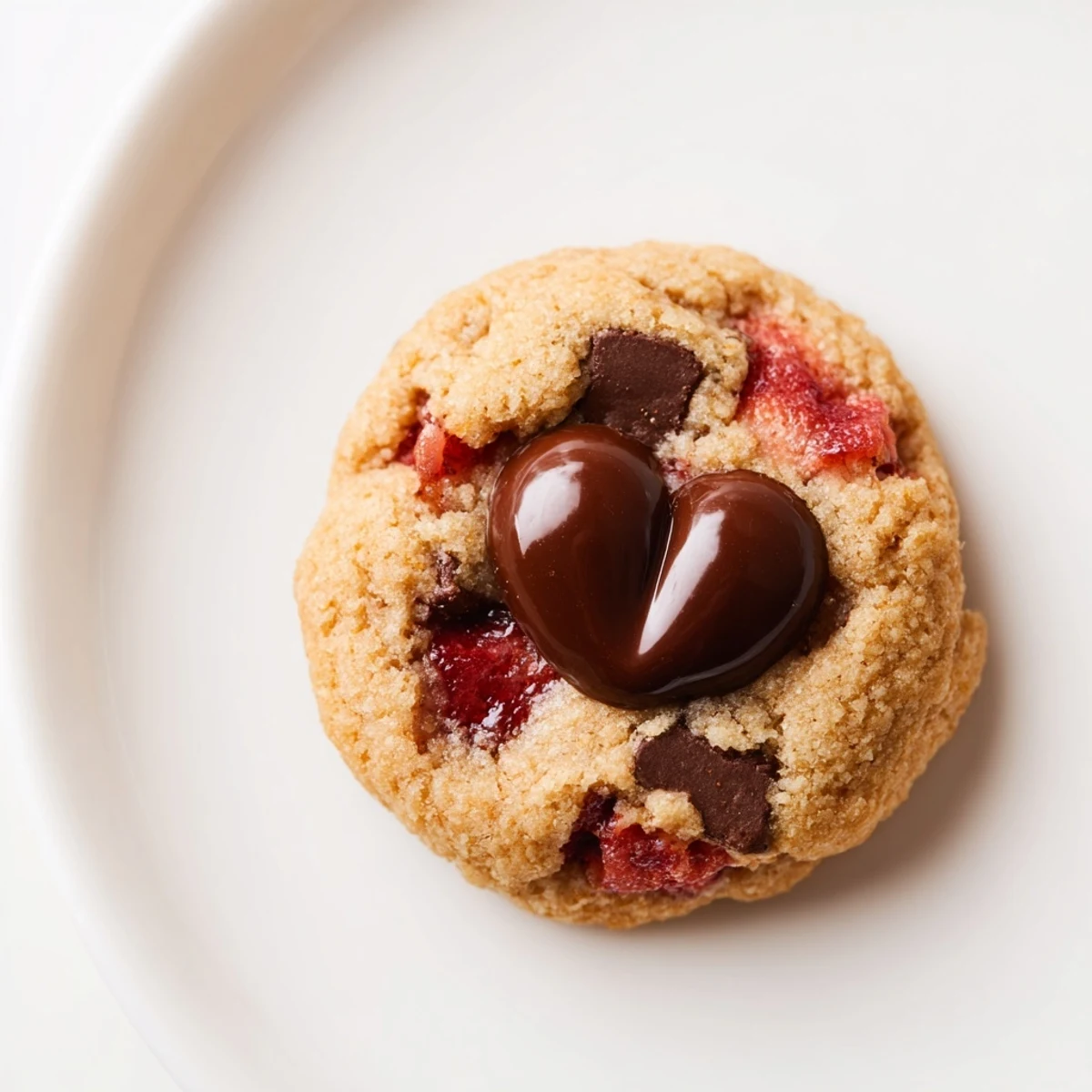 Strawberry Kiss Cookies arranged on a white platter with fresh berries for springtime dessert.