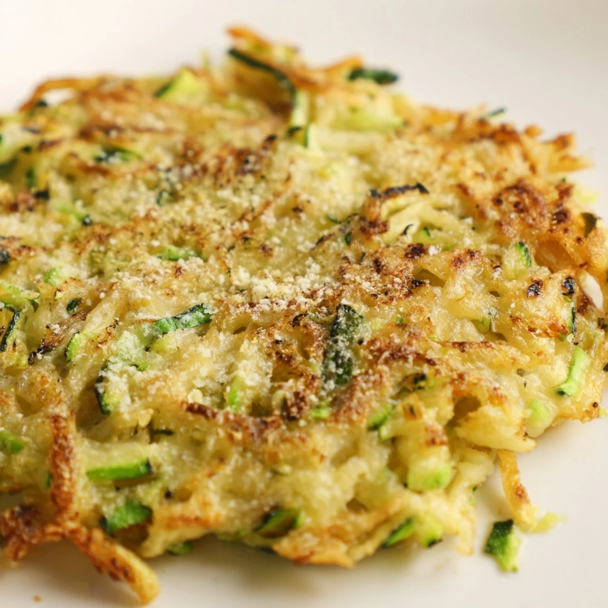 Homemade Crispy Easy Zucchini Fritters with a crunchy exterior and tender zucchini interior.