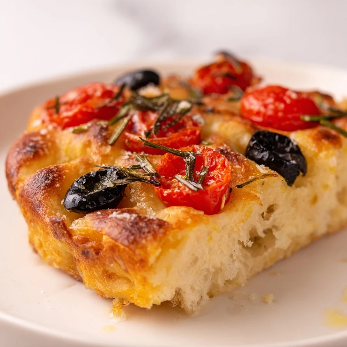 Fluffy individual focaccia rolls with dimpled surface, rosemary sprinkles, and irresistibly crunchy golden crust