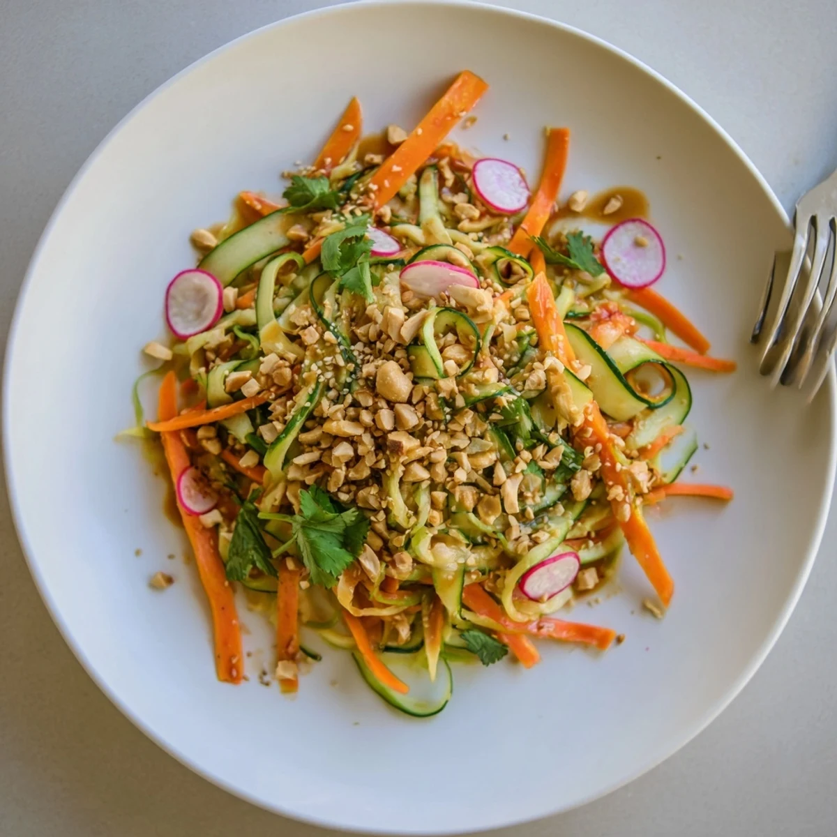 Fresh cucumber carrot salad with big crunch tossed in tangy sesame dressing