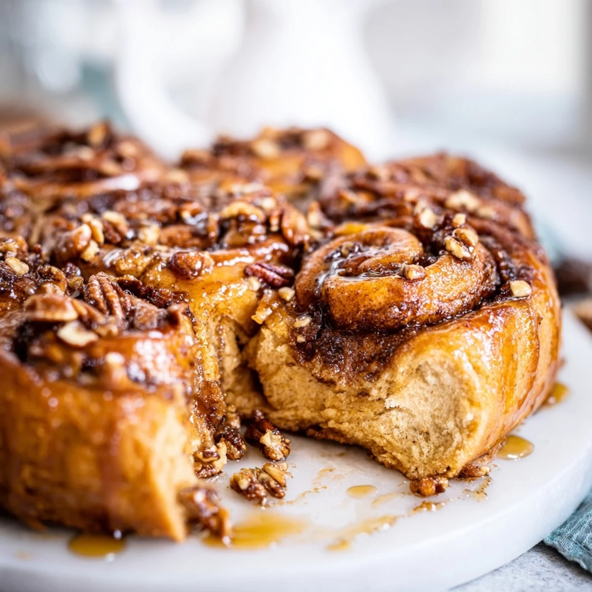Golden Vietnamese cinnamon date sticky buns fresh from the oven with caramelized glaze