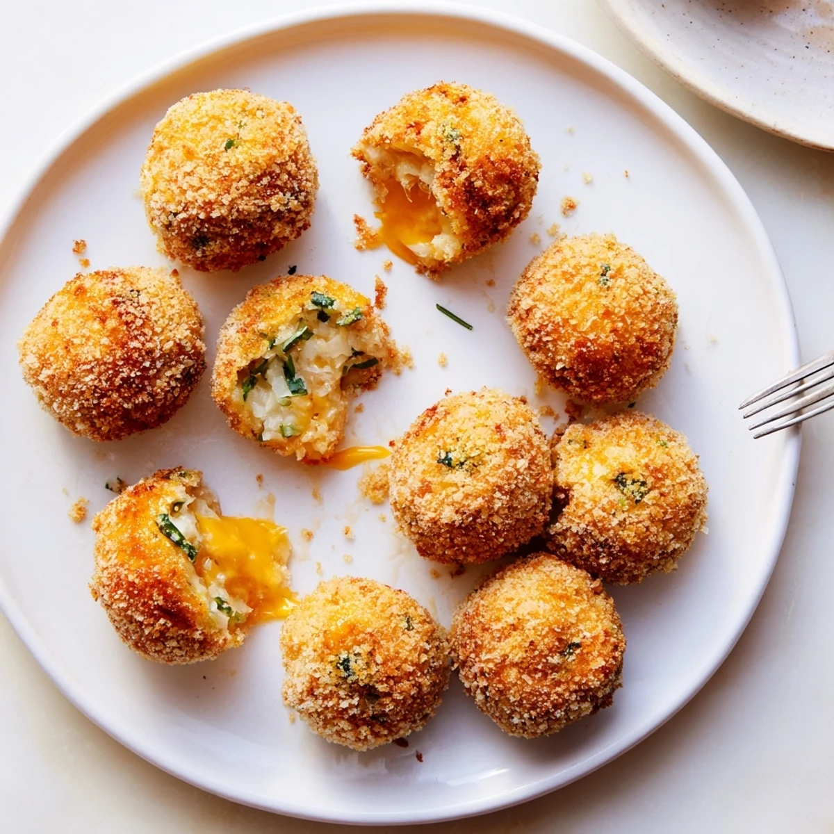 Crispy fried Irish potato balls stuffed with melted cheddar cheese and shredded green cabbage