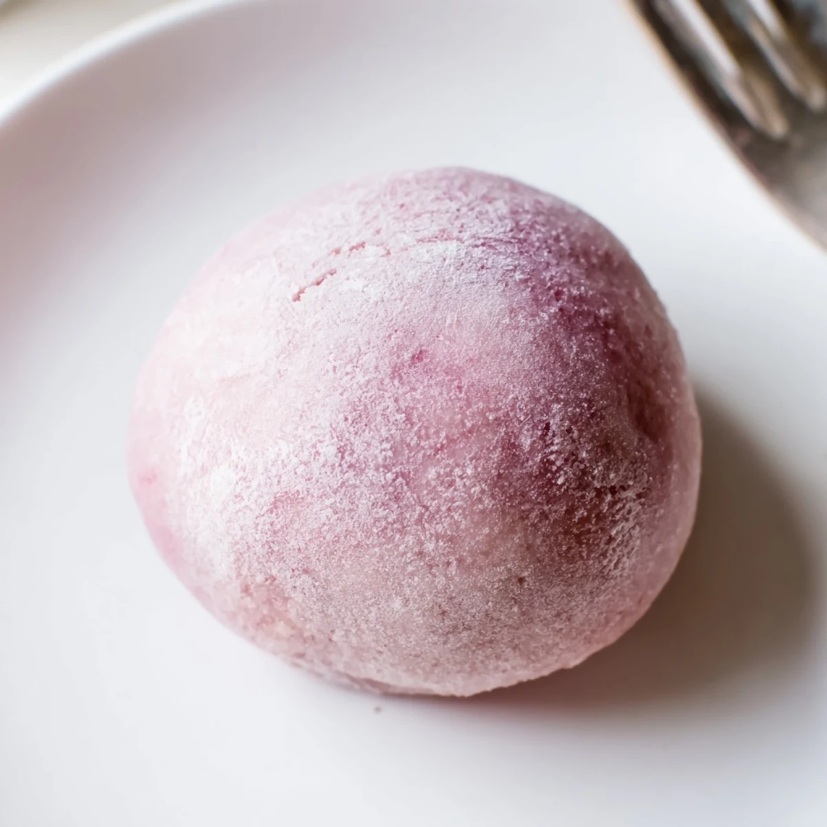 Soft pink vegan strawberry mochi ice cream balls nestled in white cupcake liners