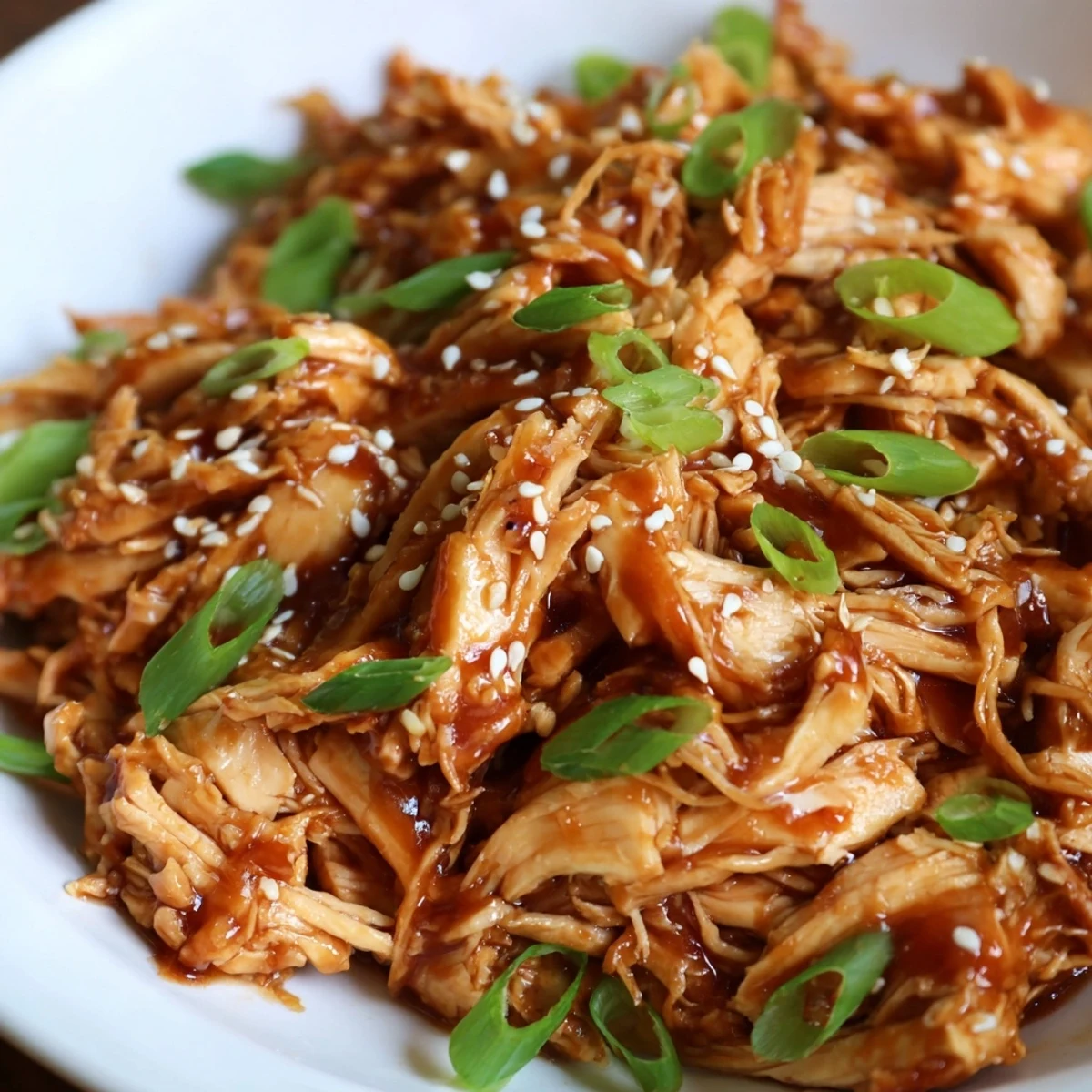 Golden glazed Crockpot Teriyaki Chicken pieces coated in thick savory homemade sauce