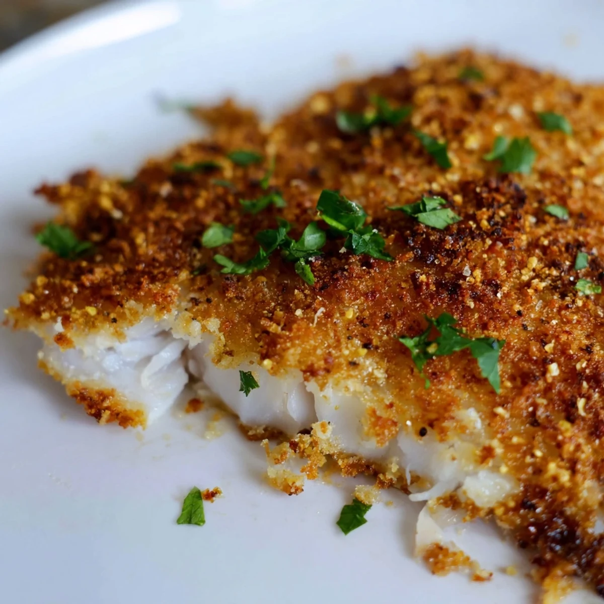 Air fried tilapia with garlic paprika crust served with fresh lemon wedges