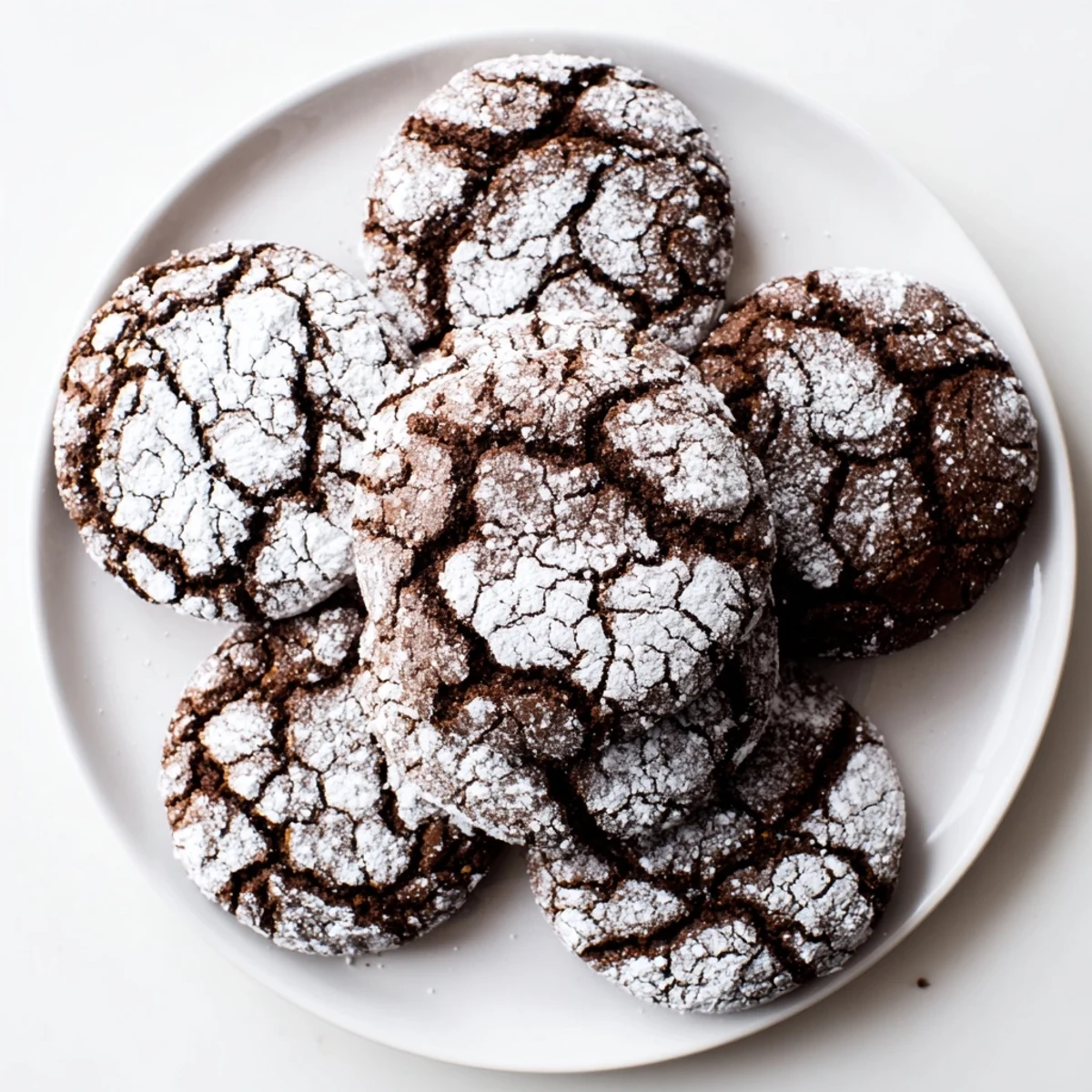Chewy spiced gingerbread crinkle cookies dusted with white sugar, freshly baked
