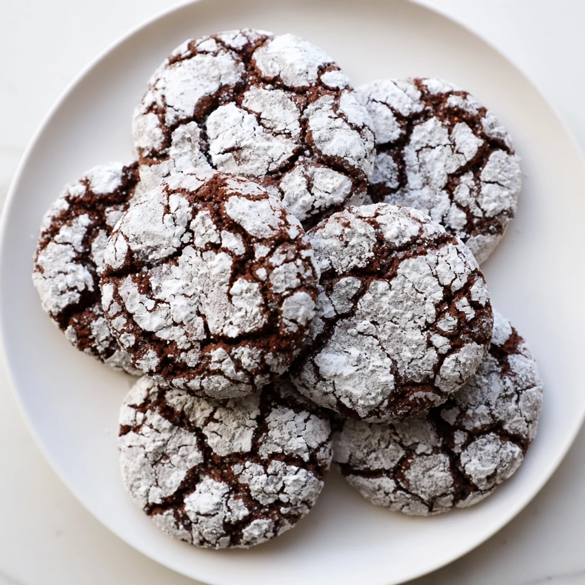 Warm holiday gingerbread crinkle cookies with cracked icing texture on cooling rack