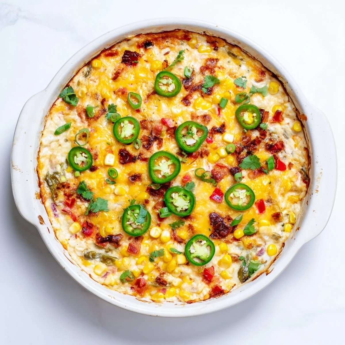 Bubbly jalapeno cowboy cream cheese dip topped with fresh cilantro and melted cheese