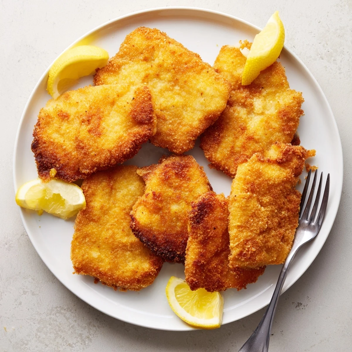 Crispy Greek fried cheese with crunchy coating served hot alongside bright lemon slices