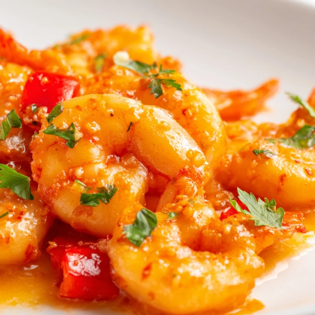 Golden garlic paprika shrimp skillet sizzling with smoked spices and fresh parsley garnish