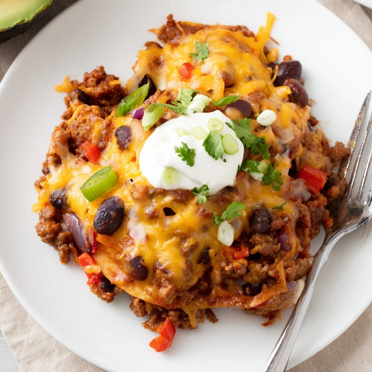 Cheesy Beef Skillet Enchiladas bubbling in cast-iron skillet, topped with cilantro