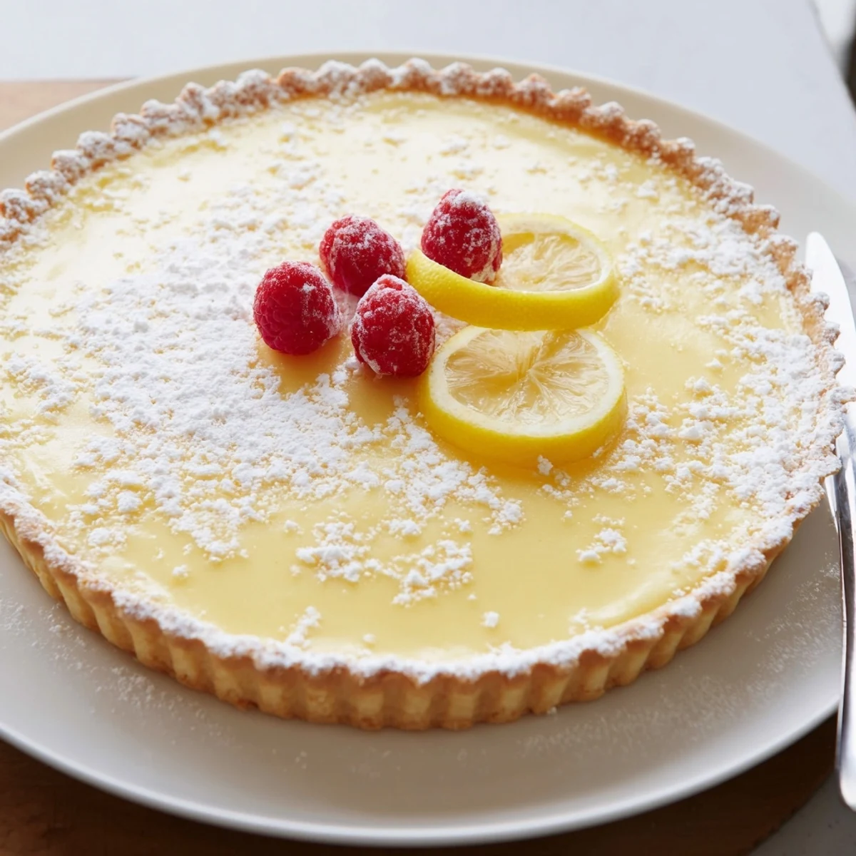 Creamy Lemon Tart Recipe with silky filling and golden, buttery crisp crust
