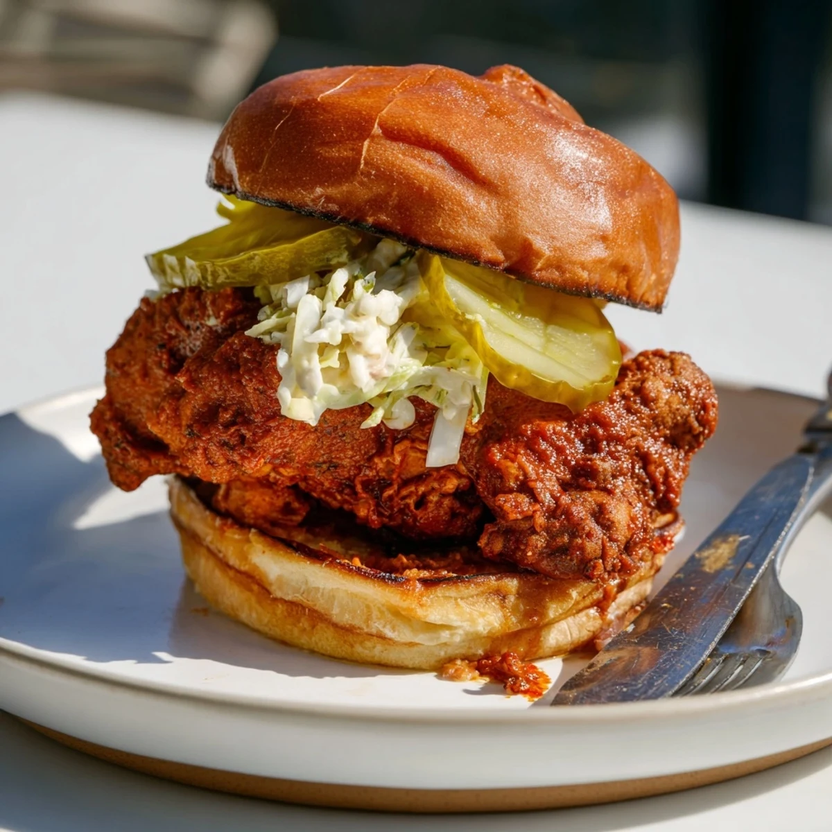 Spicy Nashville Hot Chicken Sandwiches Recipe To Savor on toasted brioche with crunchy pickles
