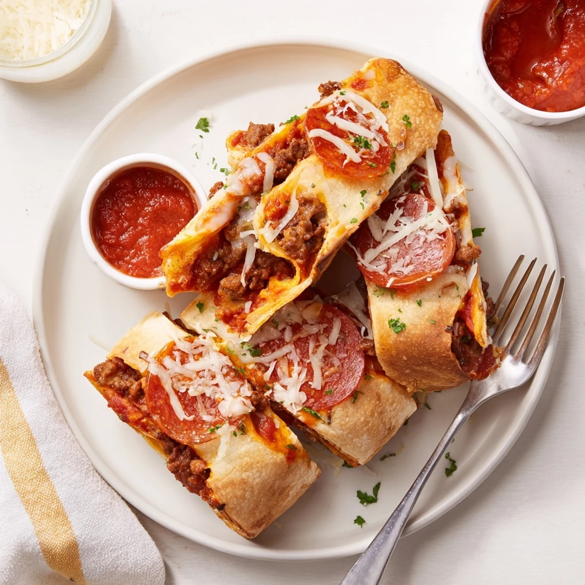 Cheesy Beef Pepperoni Roll Ups