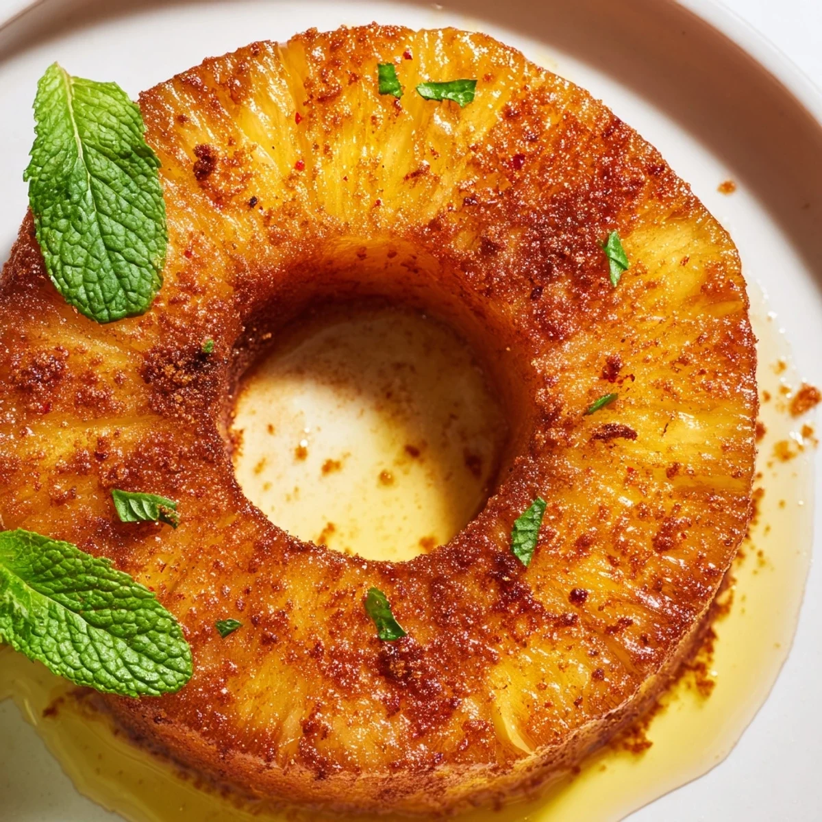 Sweet tropical pineapple slices air fried to perfection with lime zest and optional chili powder garnish