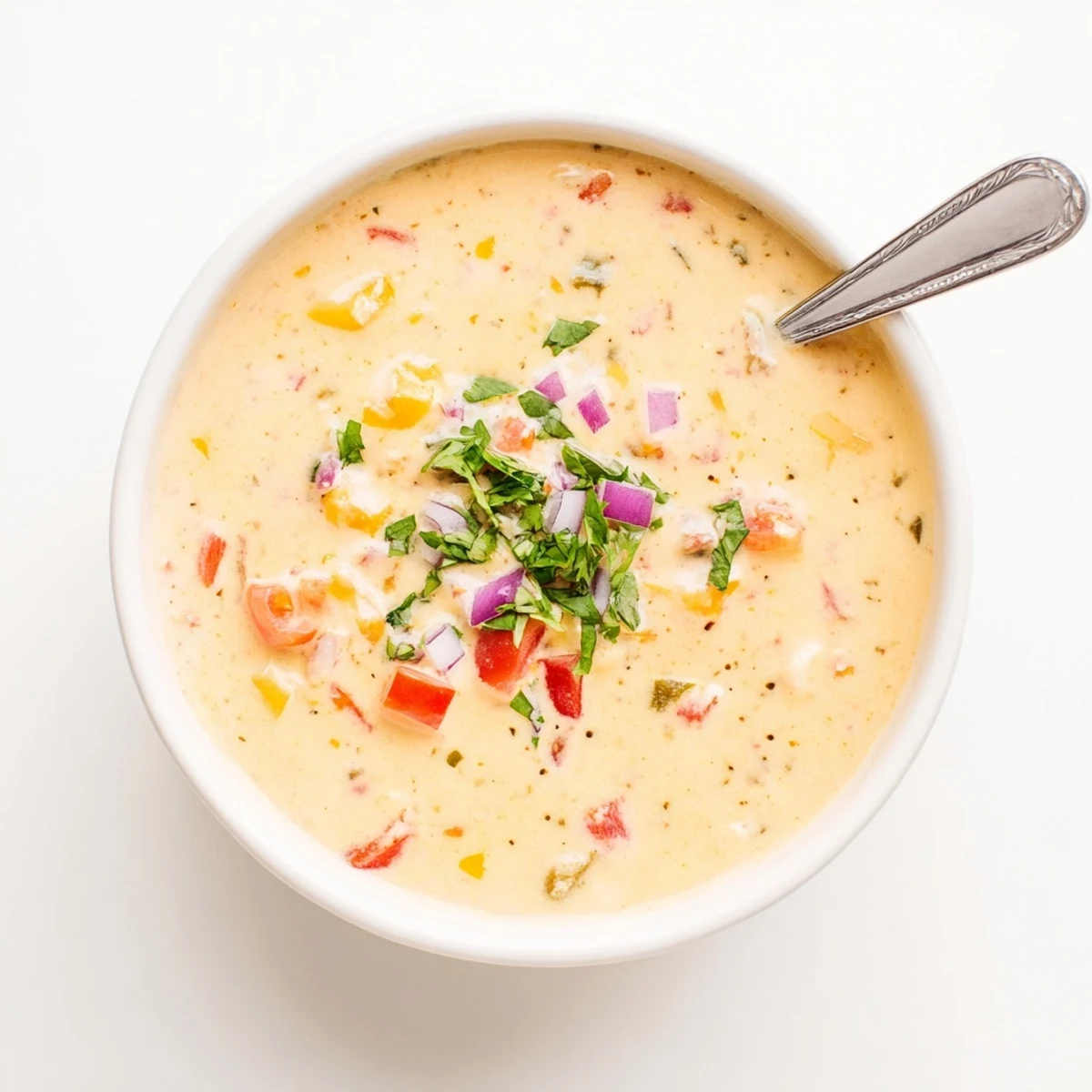 Smooth green chile queso dip served with crispy tortilla chips for a party appetizer