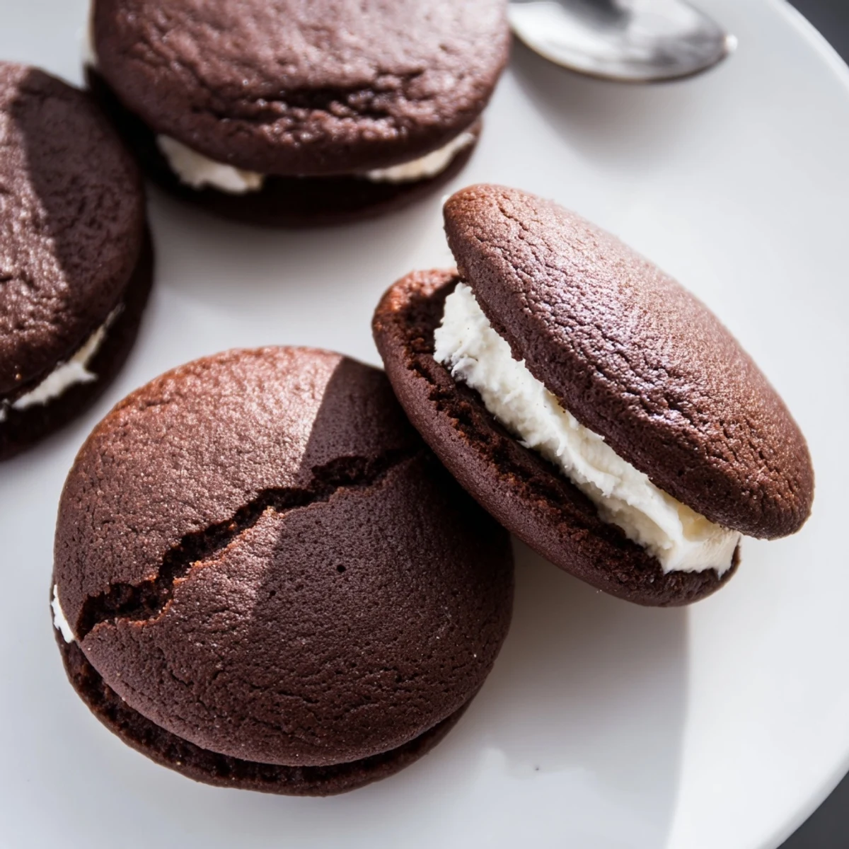 Plate of Homemade Oreo Style Cookies next to a cold glass of milk
