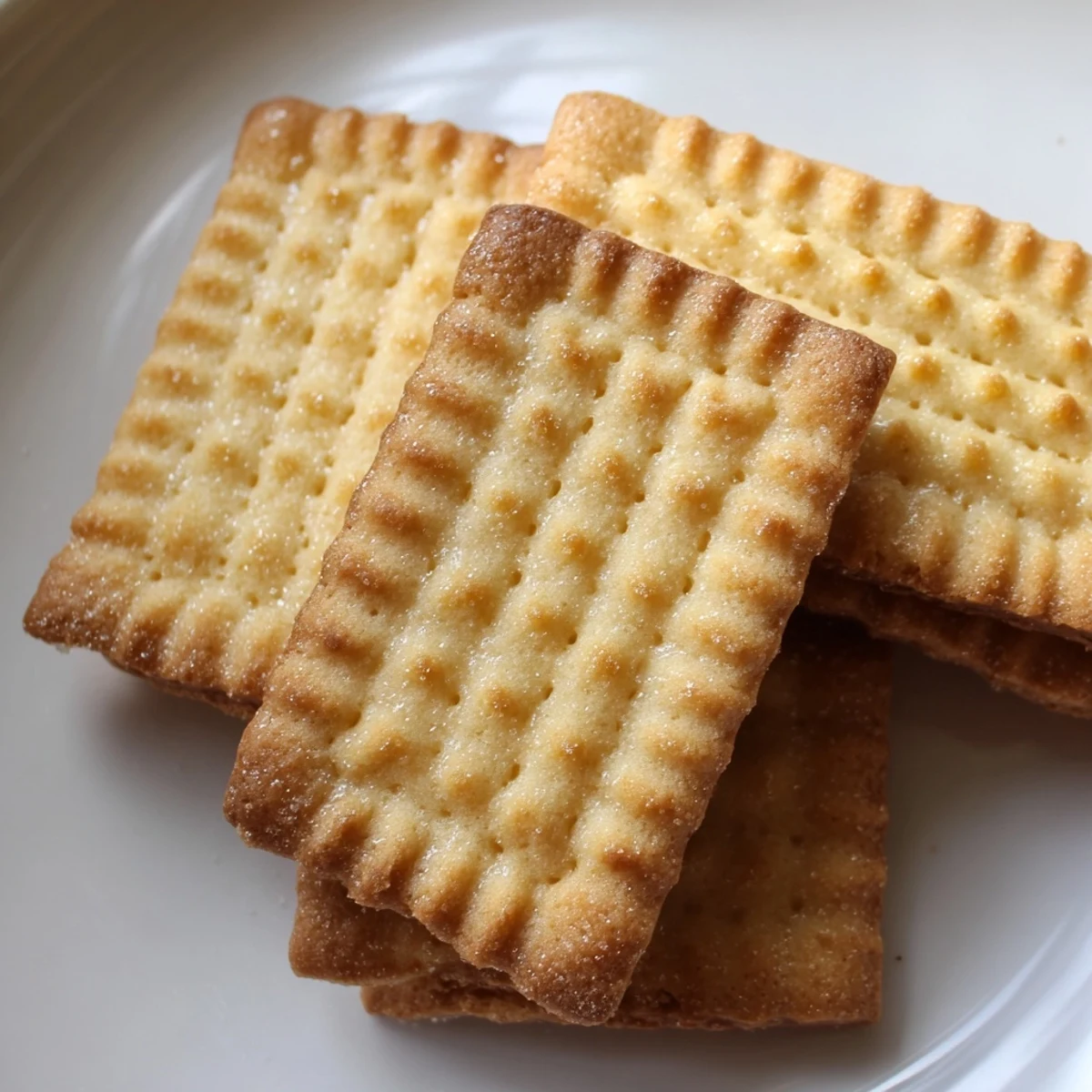 Crispy homemade Petit Beurre cookies cooling on a wire rack with perfectly scalloped edges